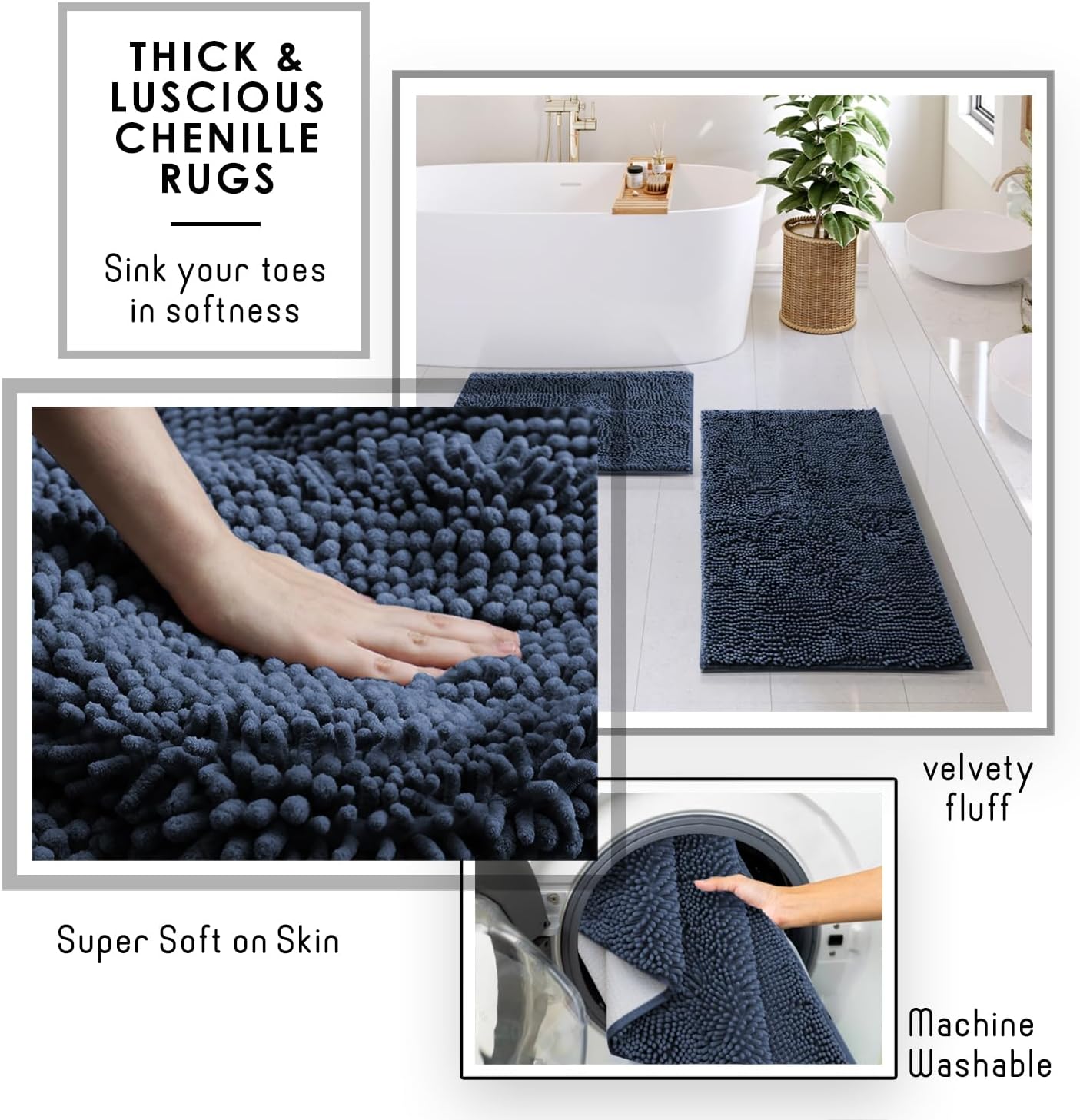 Clara Clark 22PC Navy Bathroom Accessory Set
