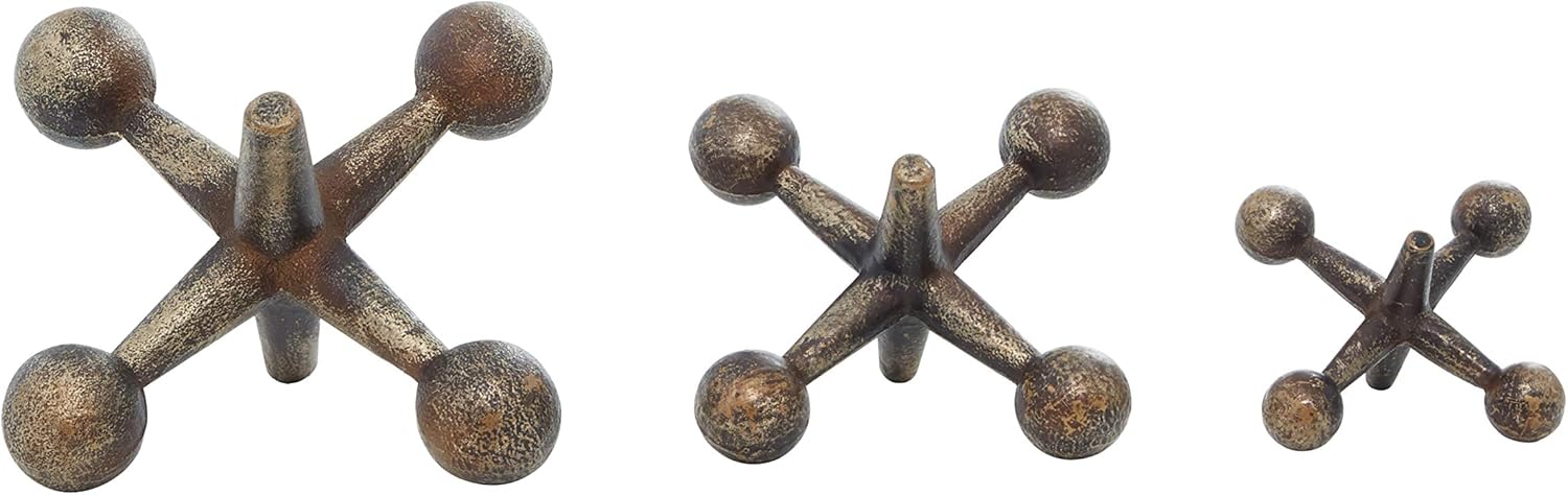 Deco 79 Gold Weathered Metal Statues Set of 3