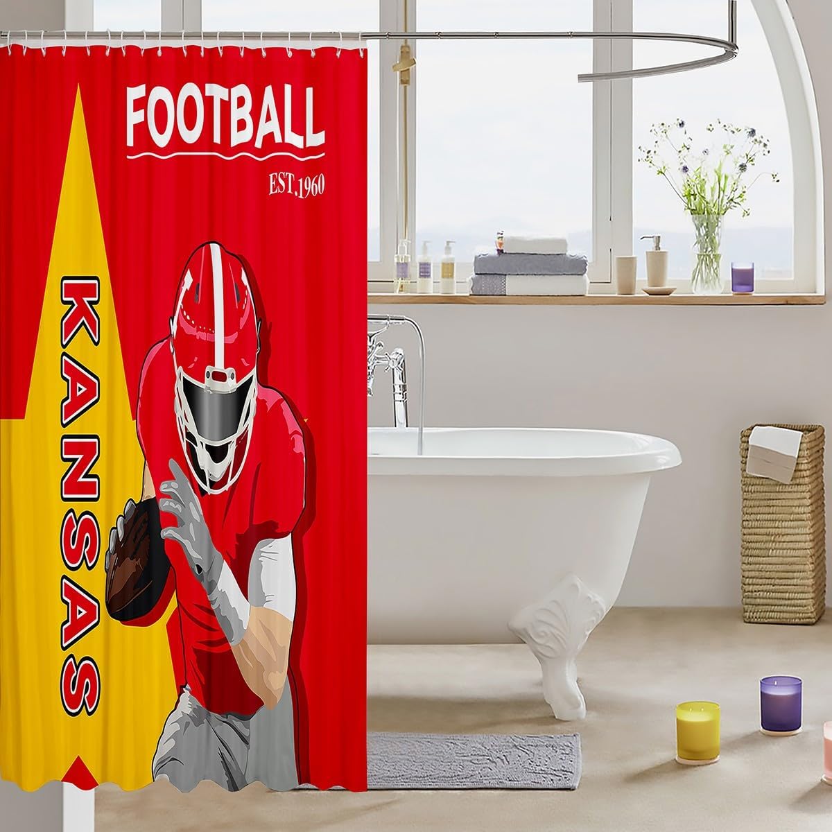 Feelyou Football Bath Curtain Set 72x72