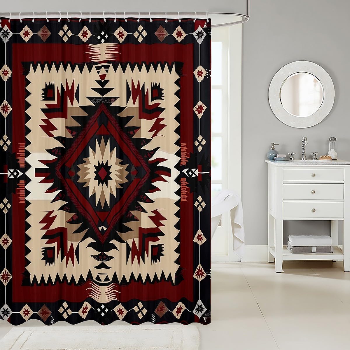 Feelyou Boho Geometry Shower Curtain Set 72x72