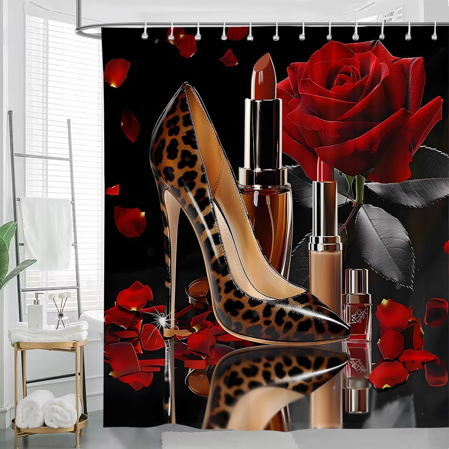 High Heel Shoe Shower Curtain 70x70 inch with Hook