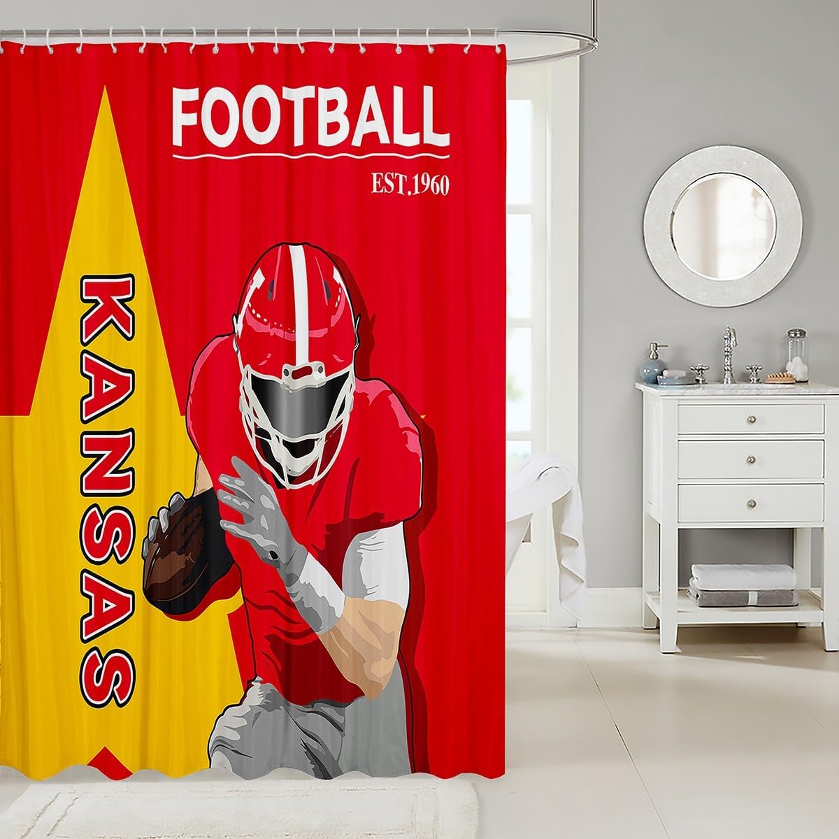 Feelyou Football Bath Curtain Set 72x72
