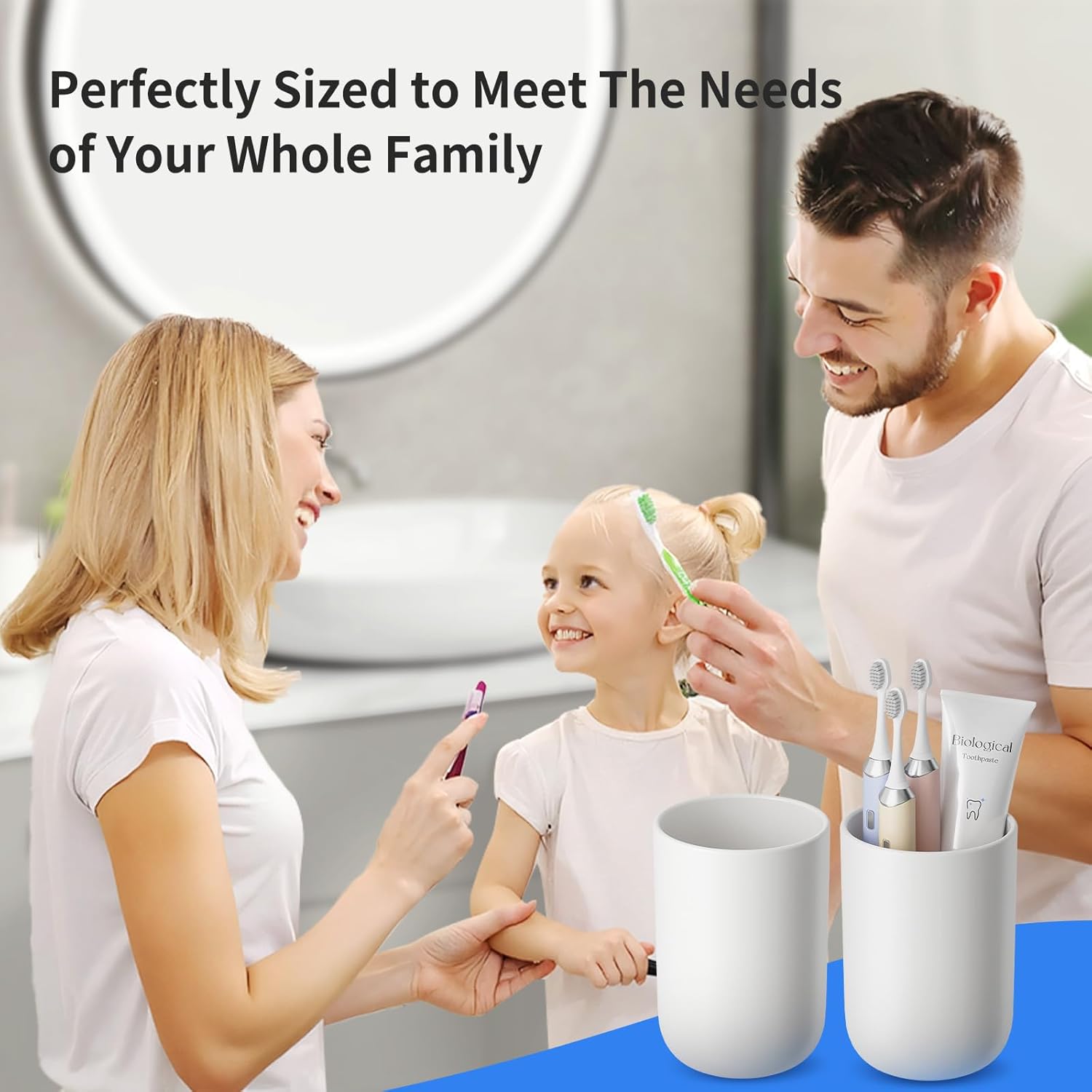 VNYIFAN 13oz Toothbrush Cup 2PCS Non-Slip Bathroom Tumbler