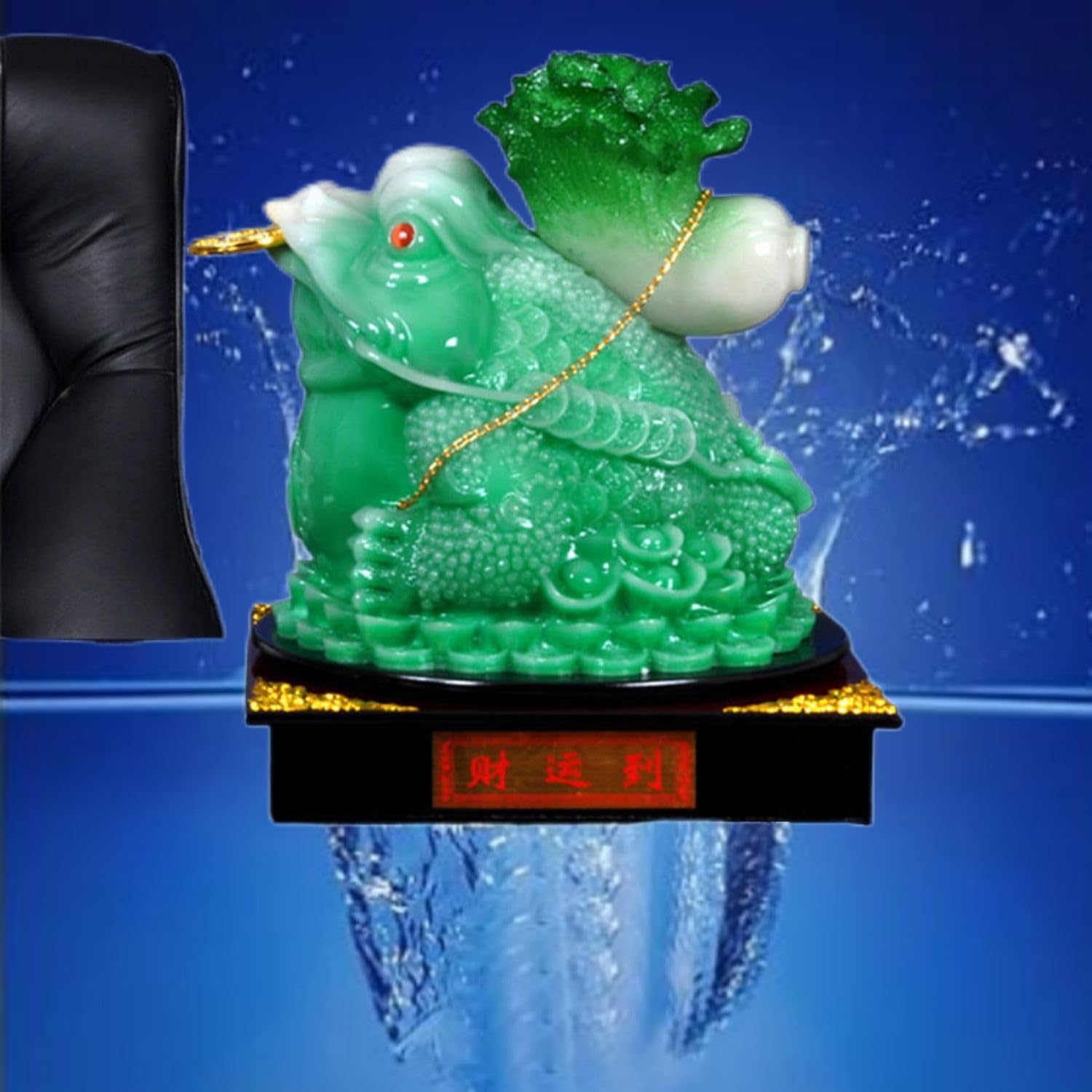 Large Feng Shui Golden Toad and Jade Envy Chinese Sculpture