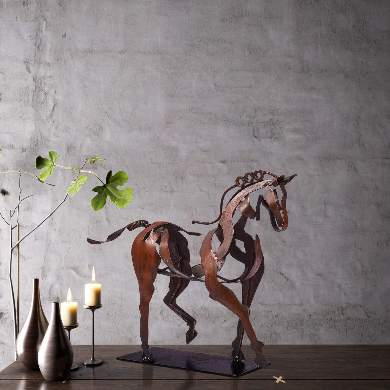 Handmade Horse Statue - Rustic Decor for Home and Office Brown