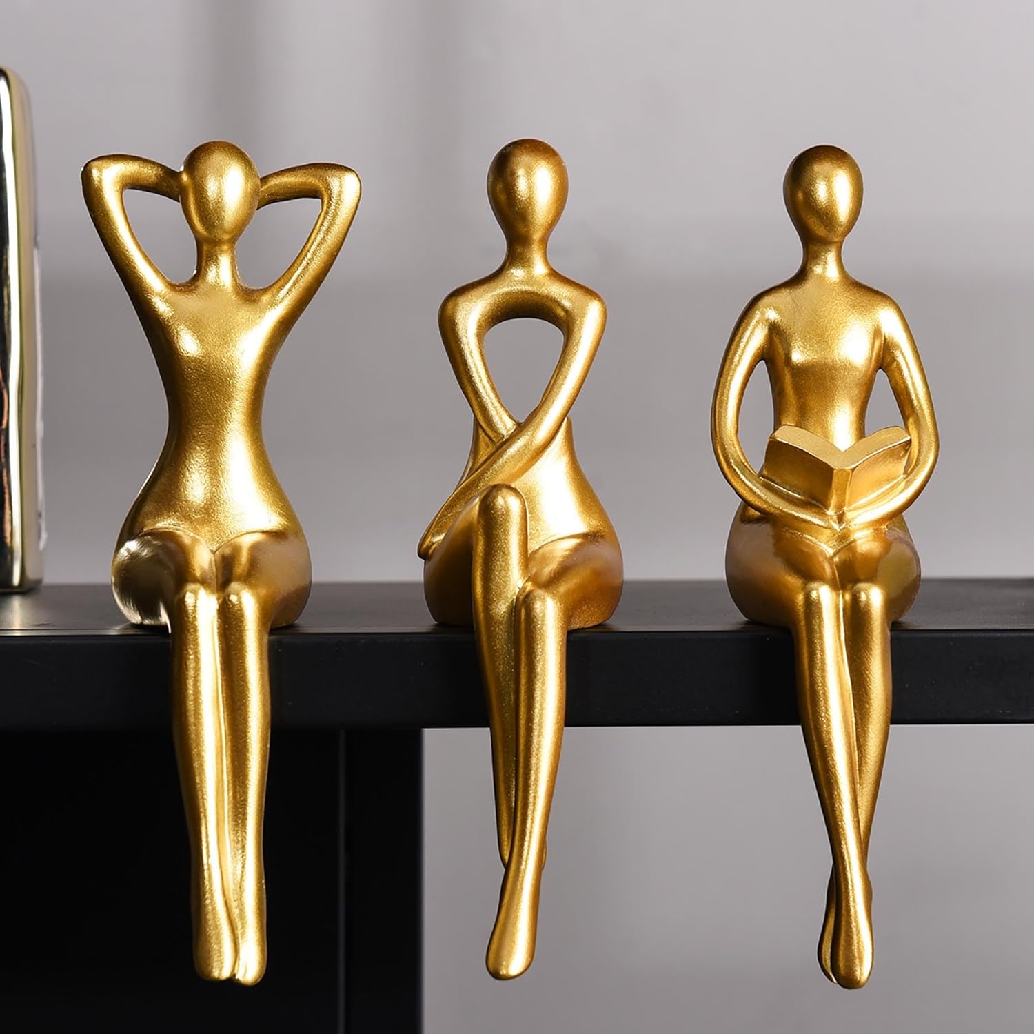 Quoowiit Gold Thinker Statue Set of 3