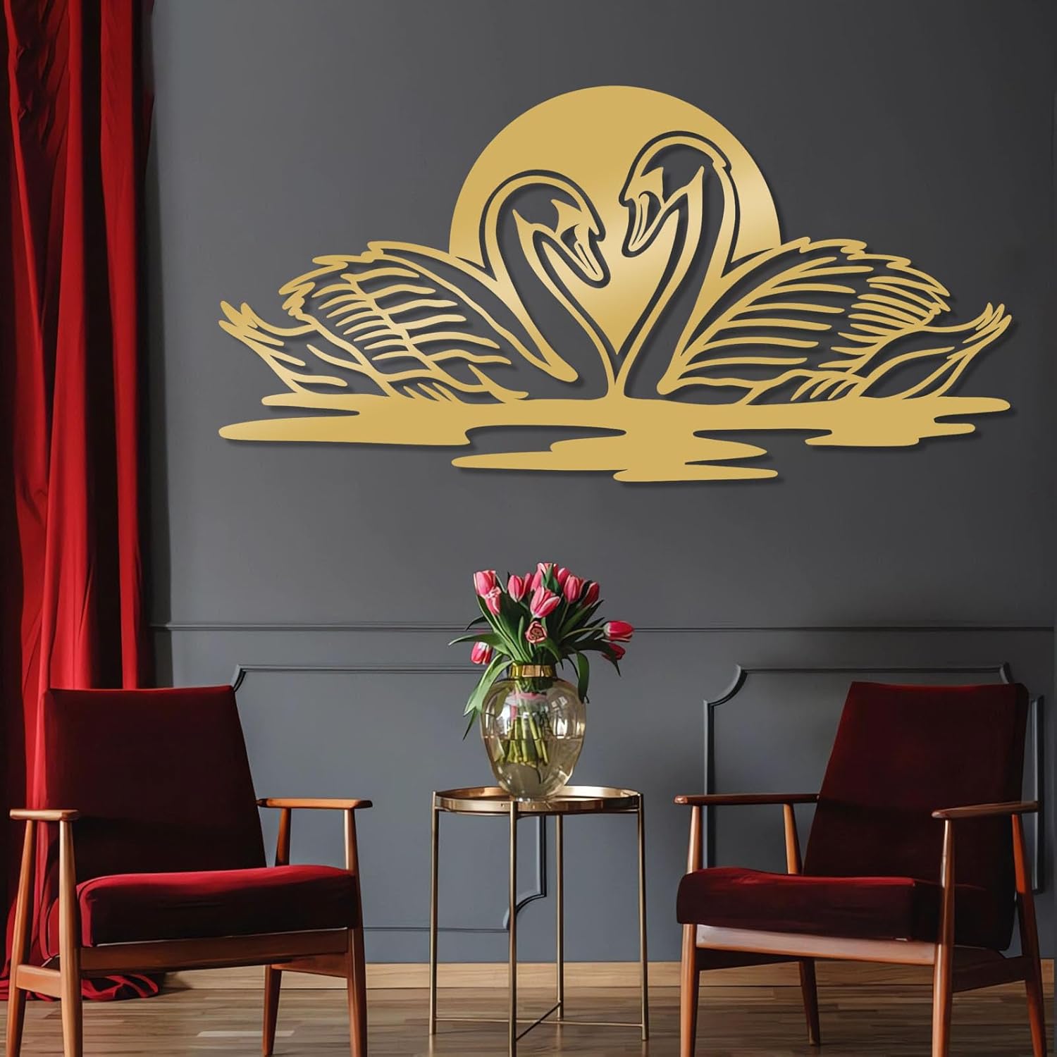 LARNT Romantic Couple Swans Wall Decor