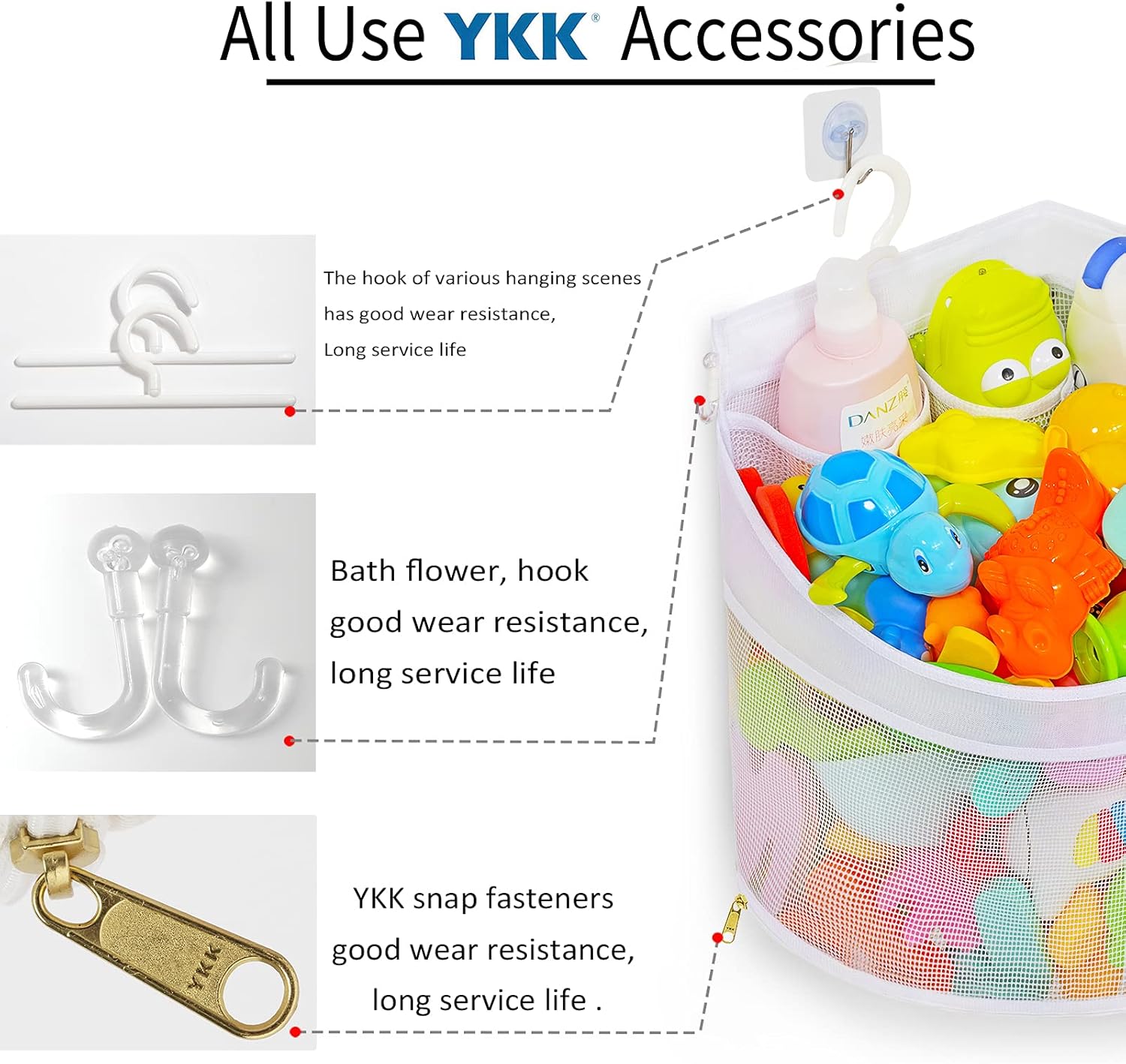 Ligereza Baby Bath Toy Organizer - Quick Drying Mold Proof Corner Suspension Holder Large Capacity Shower Caddy White