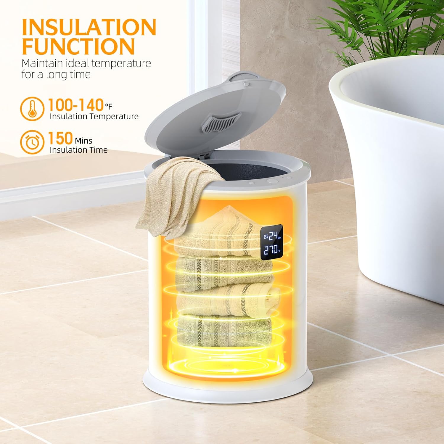 Luxury Hot Towel Warmer with LED Display and 24-Hour Delay