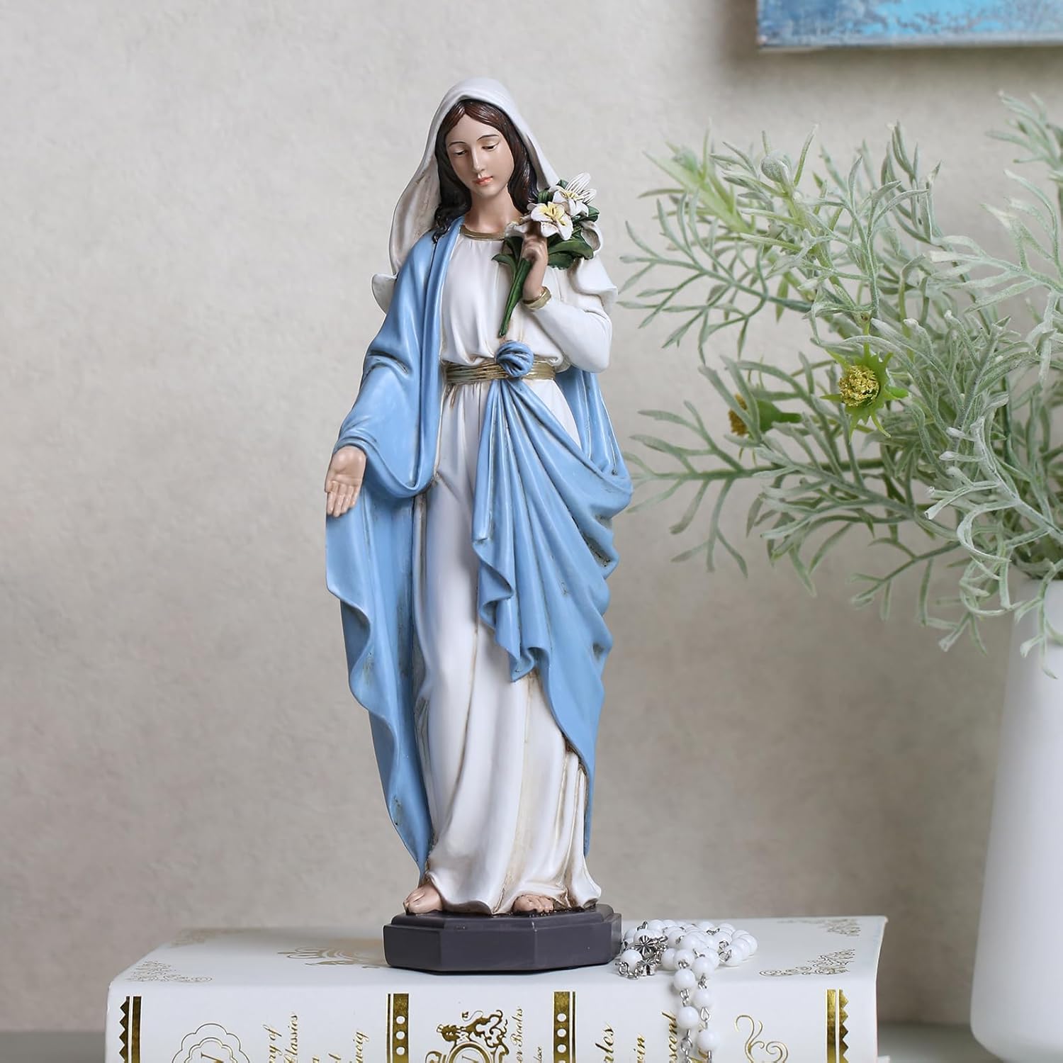 Grace4Joy 10 Inch Hand Painted Mary Statue