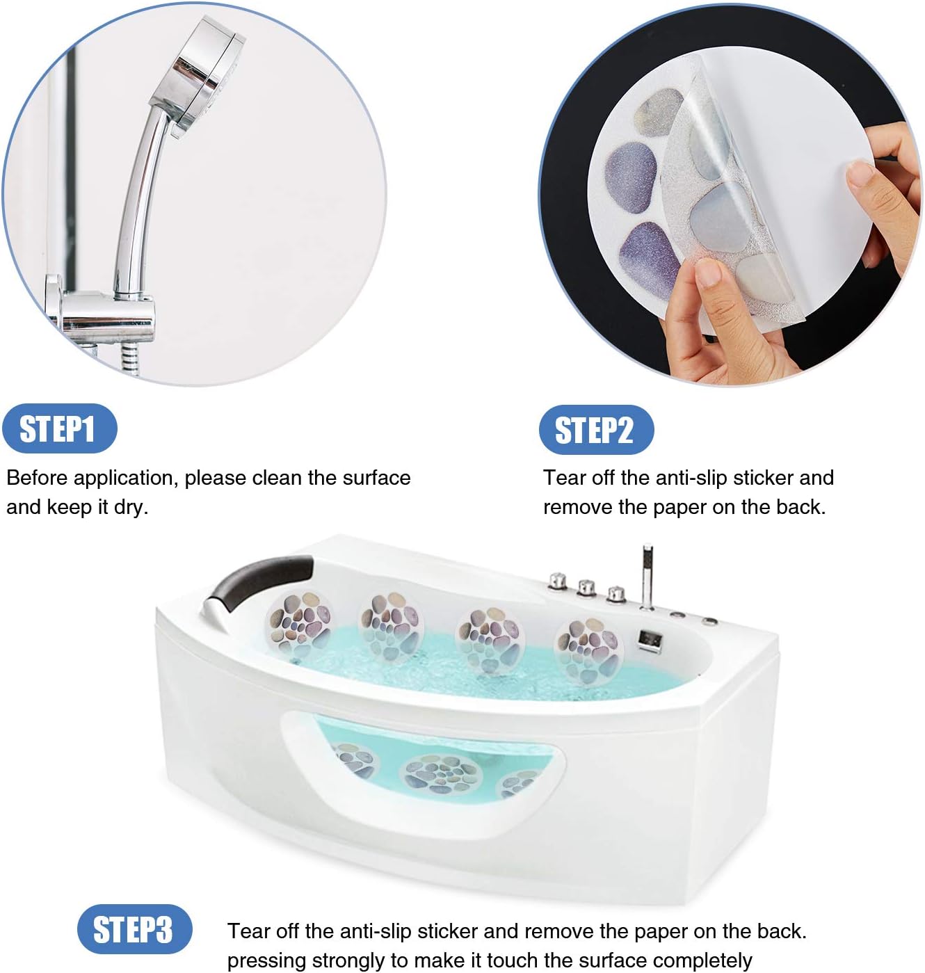 Secopad Non-Slip Bathtub Stickers with Premium Scraper