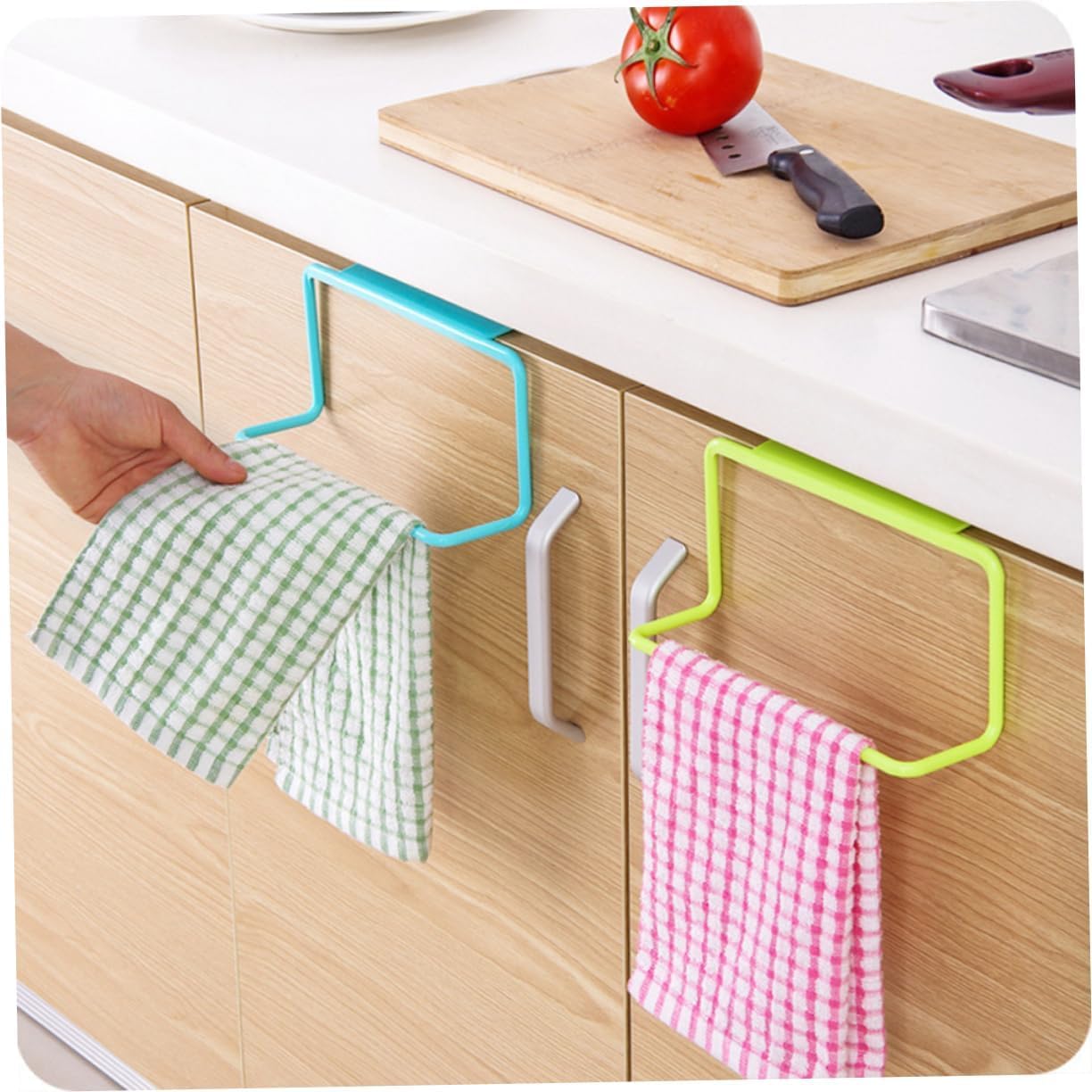 ULTECHNOVO 2pcs Door Towel Rack with Duster Cloth Hanger
