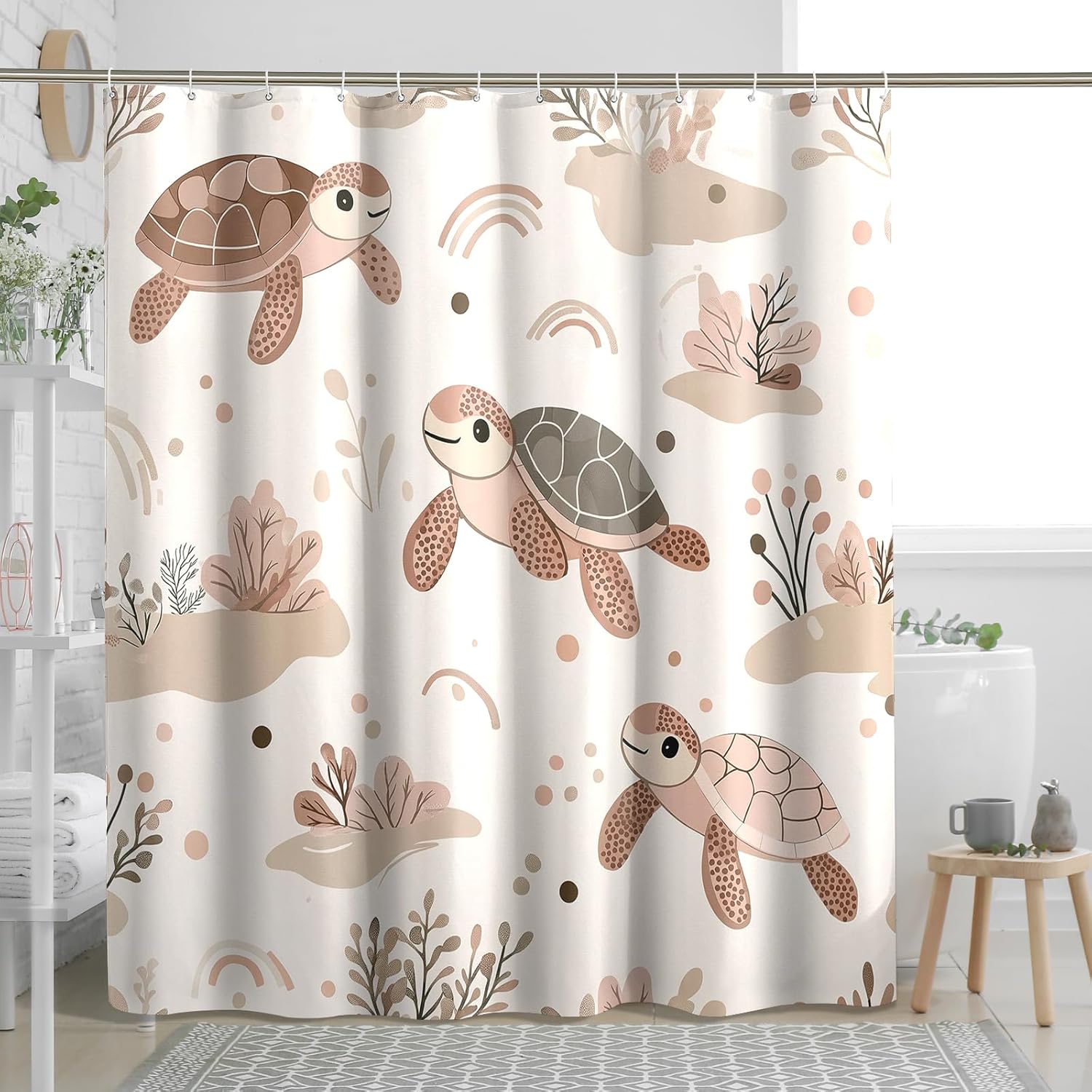 Kids Sea Turtle Decorative Shower Curtain Set