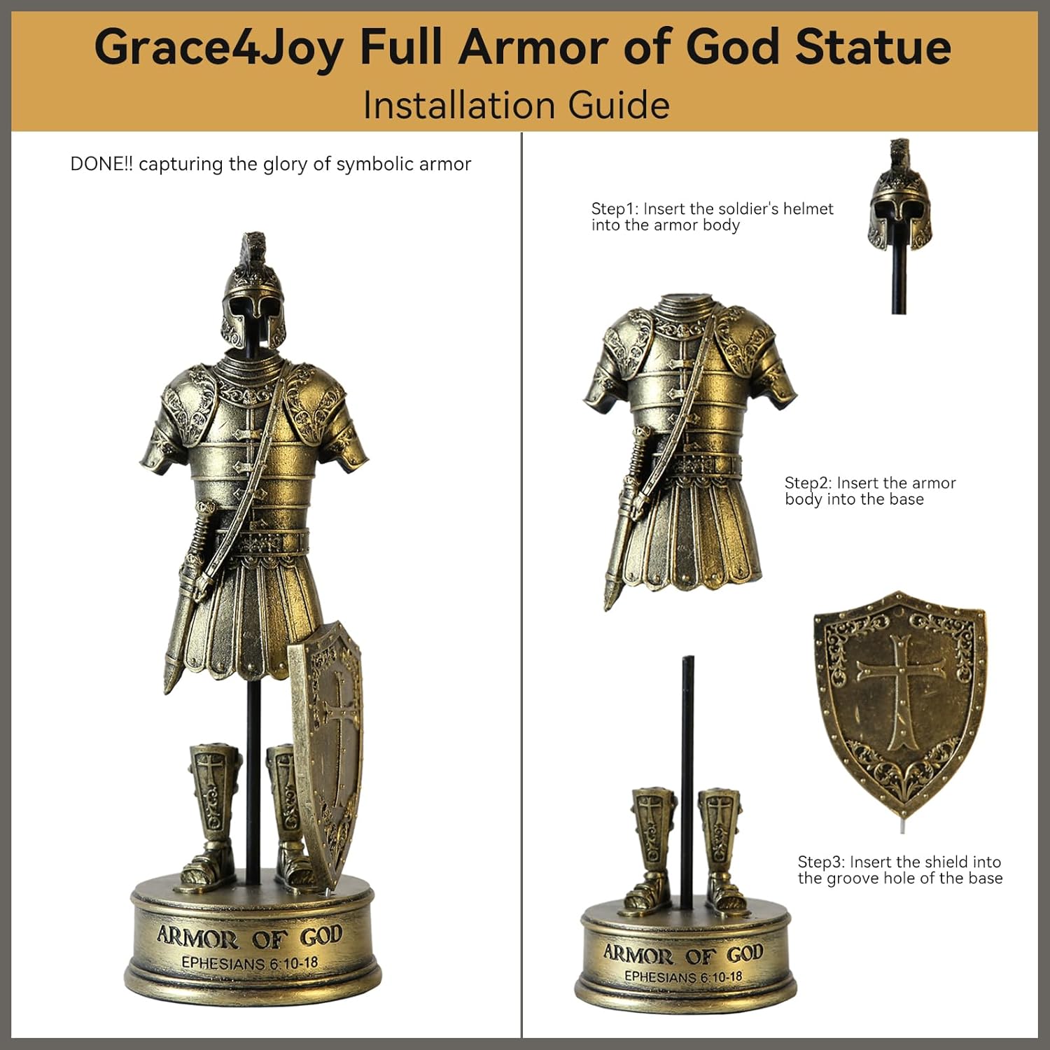 Grace4Joy Armor of God Statue 10 Inch DIY Figurine Kit