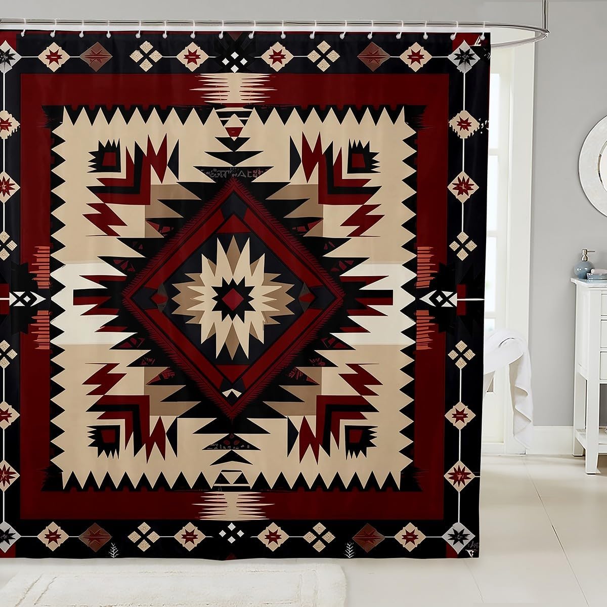 Feelyou Boho Geometry Shower Curtain Set 72x72