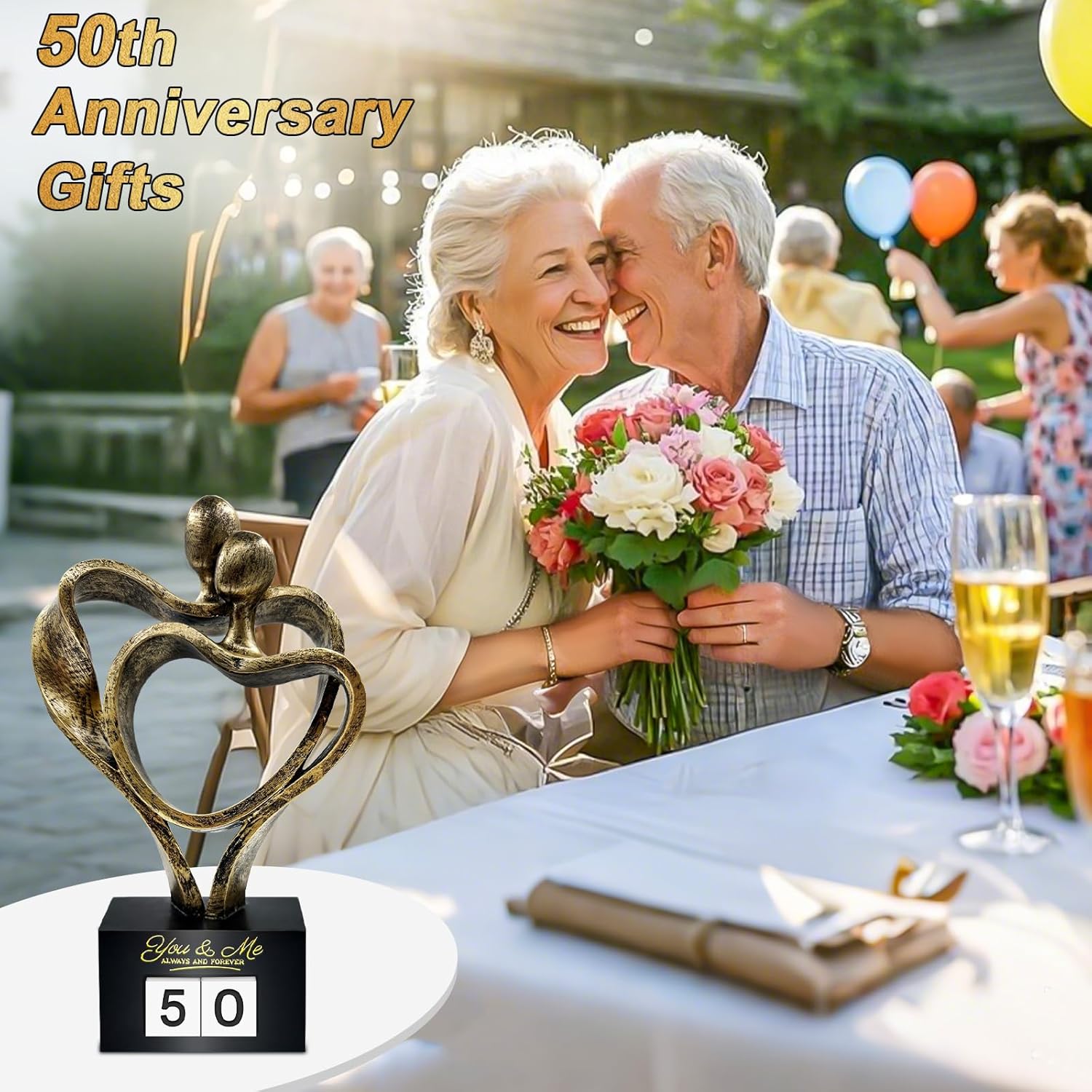 Romantic Couple Love Statue Sculpture for Her and Him