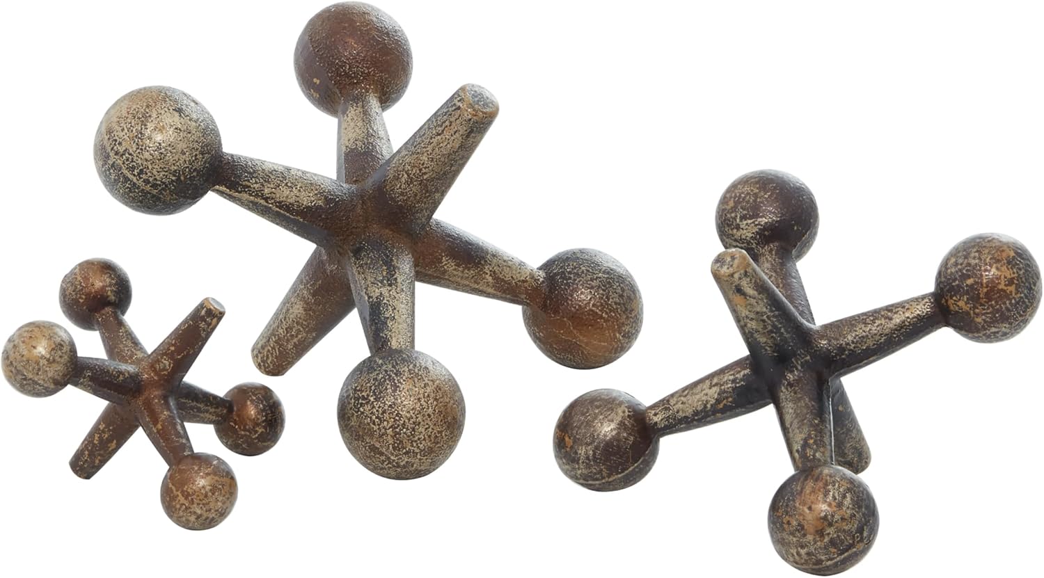 Deco 79 Gold Weathered Metal Statues Set of 3
