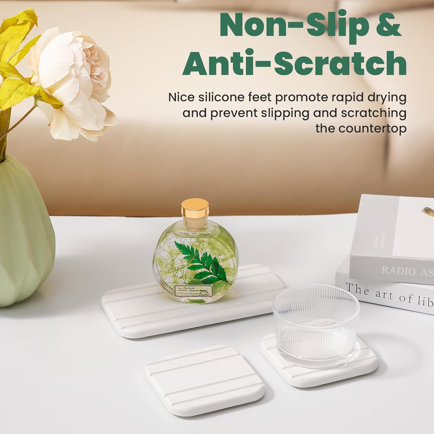 3PCS Diatomaceous Earth Tray for Sink and Bathroom Counter