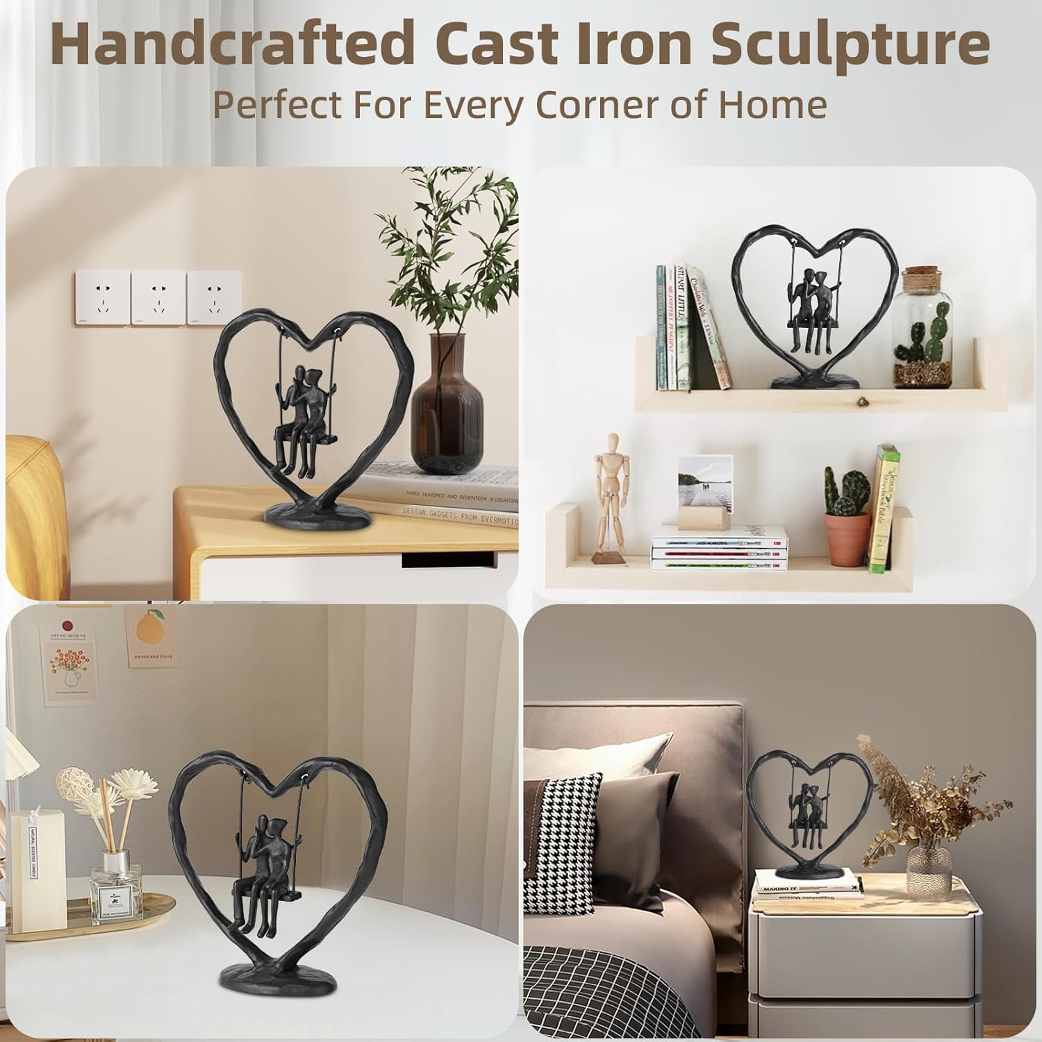 Iron Heart Couple Sculpture for Wedding and Anniversary