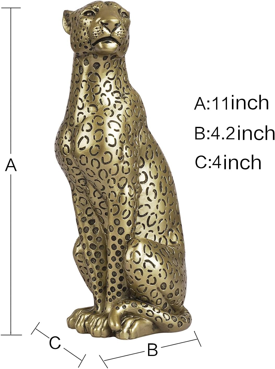Cheetah Statue Home Decor Resin Sitting Figurine Champagne Gold