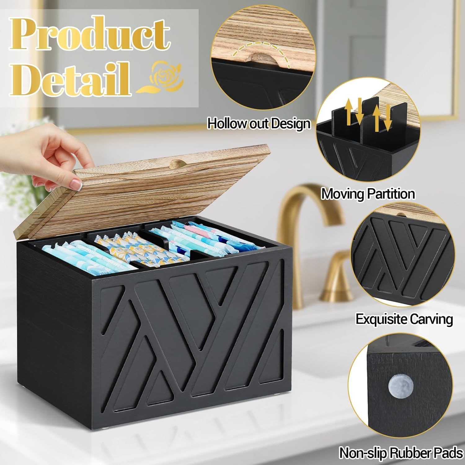 2 Pcs Tampon Holder with Lid for Bathroom