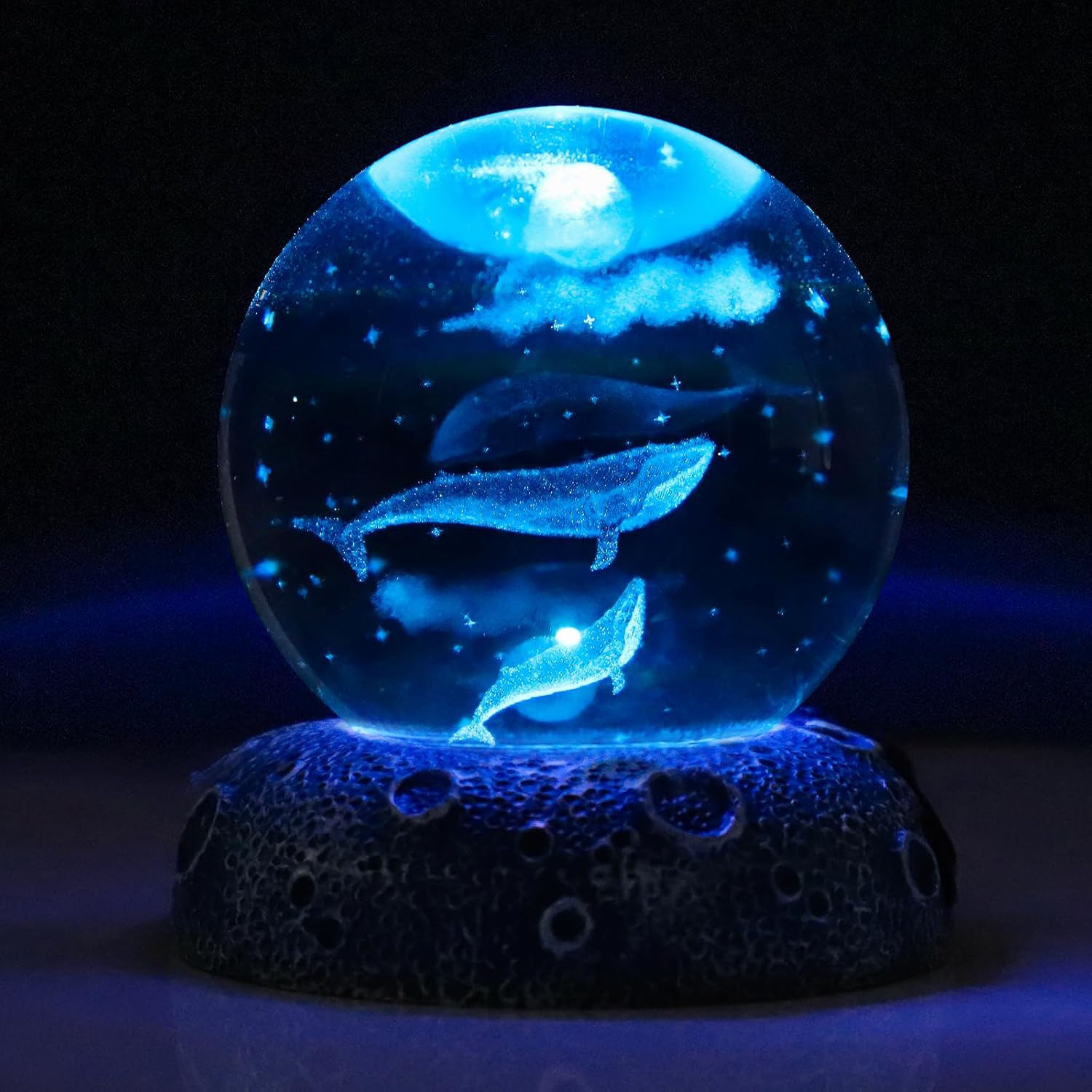 Whales 3D Crystal Ball Figurine - 24inch Ocean Decor Gift for Home
