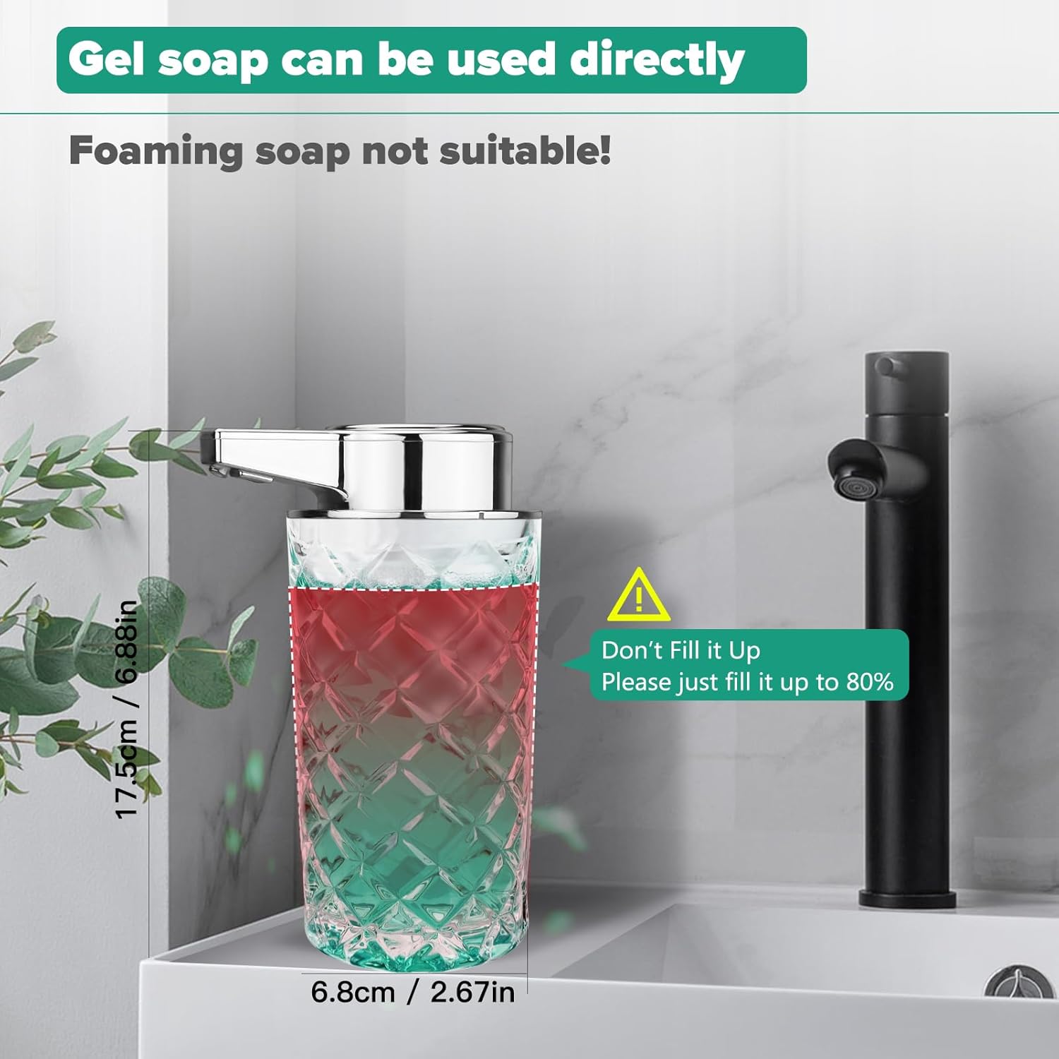 Blancel Automatic Soap Dispenser 11 OZ Glass Touchless