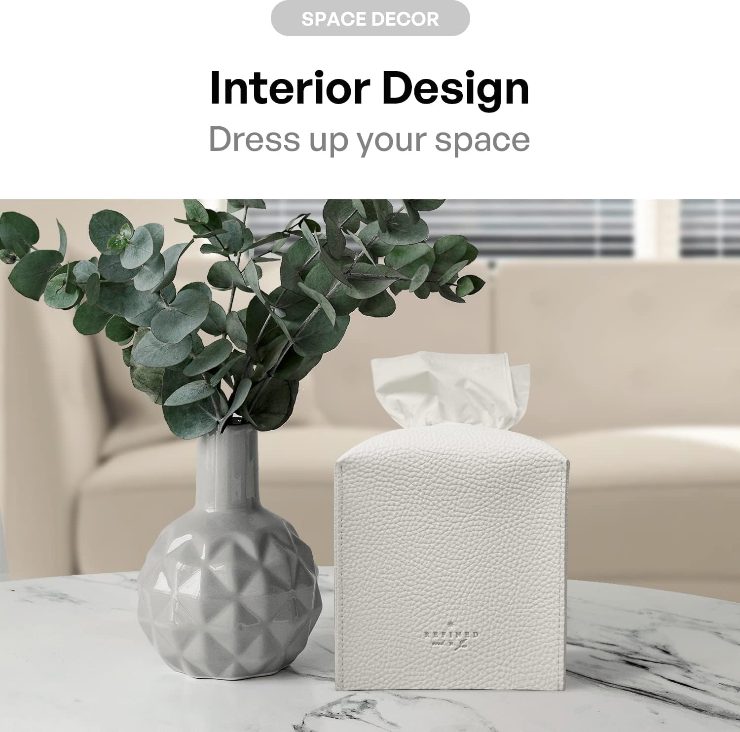 Carrotez Tissue Box Cover - Modern PU Leather Square Holder