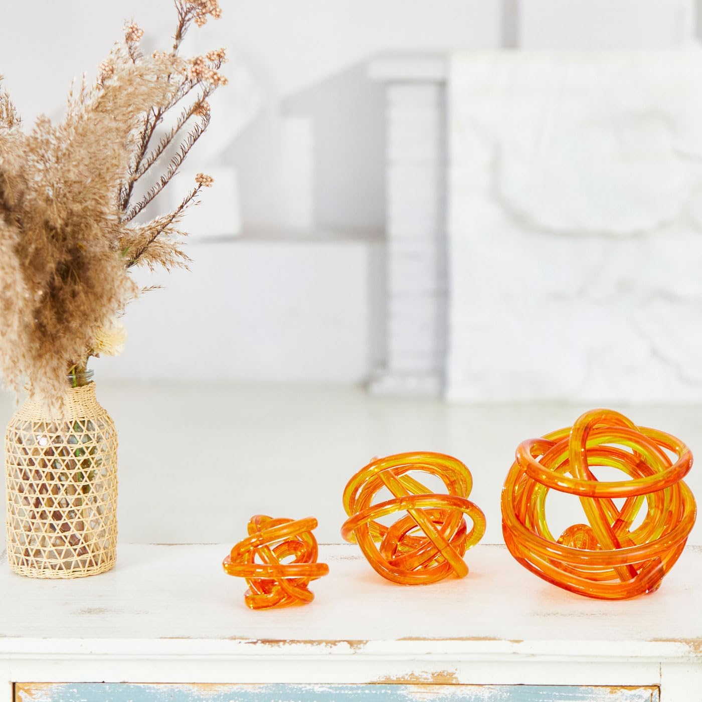 Luxury Lane Ombre Red Infinity Knot Glass Ball Decor
