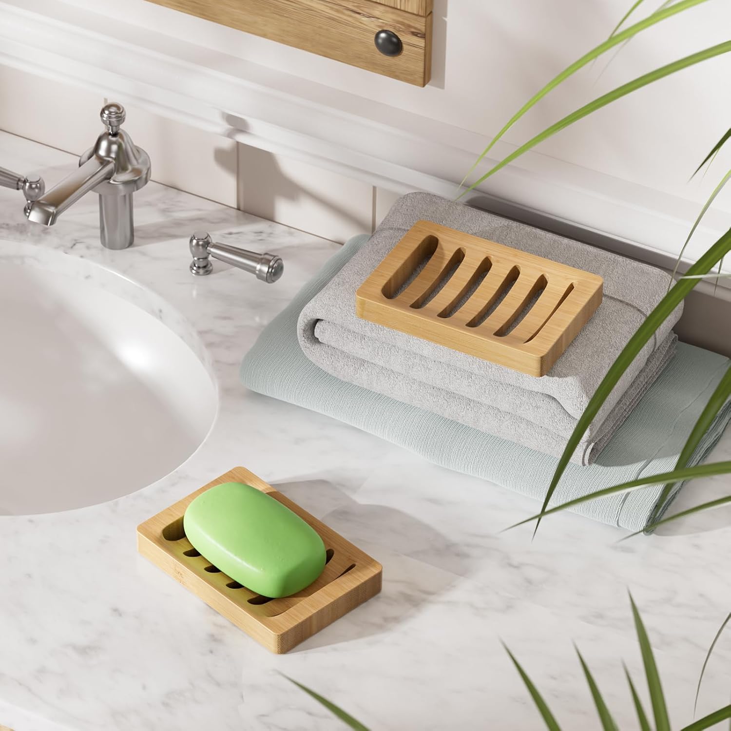 AmazerBath Bamboo Soap Dish 2 Pack