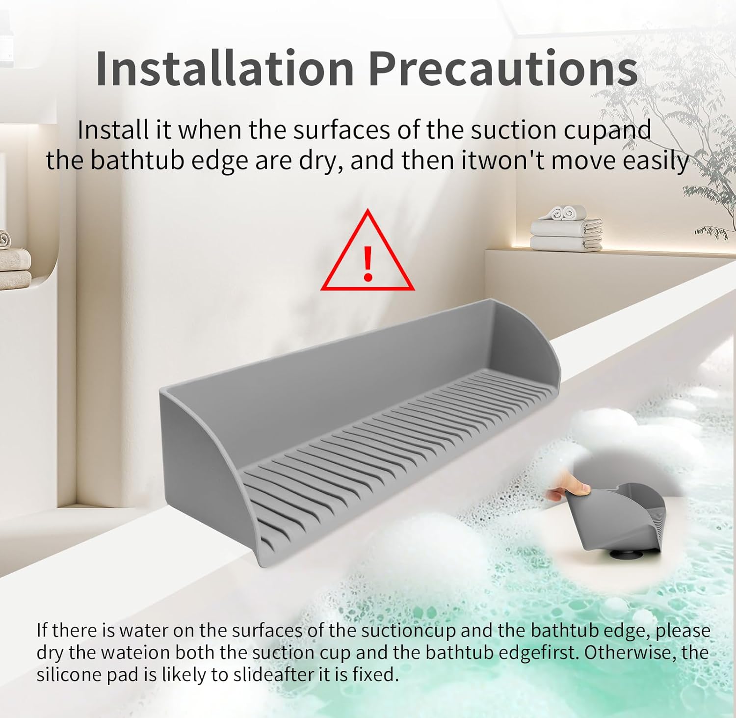 BUQ Splash Guard for Bathtub - 4 Suction Cups Gray 1 Pack
