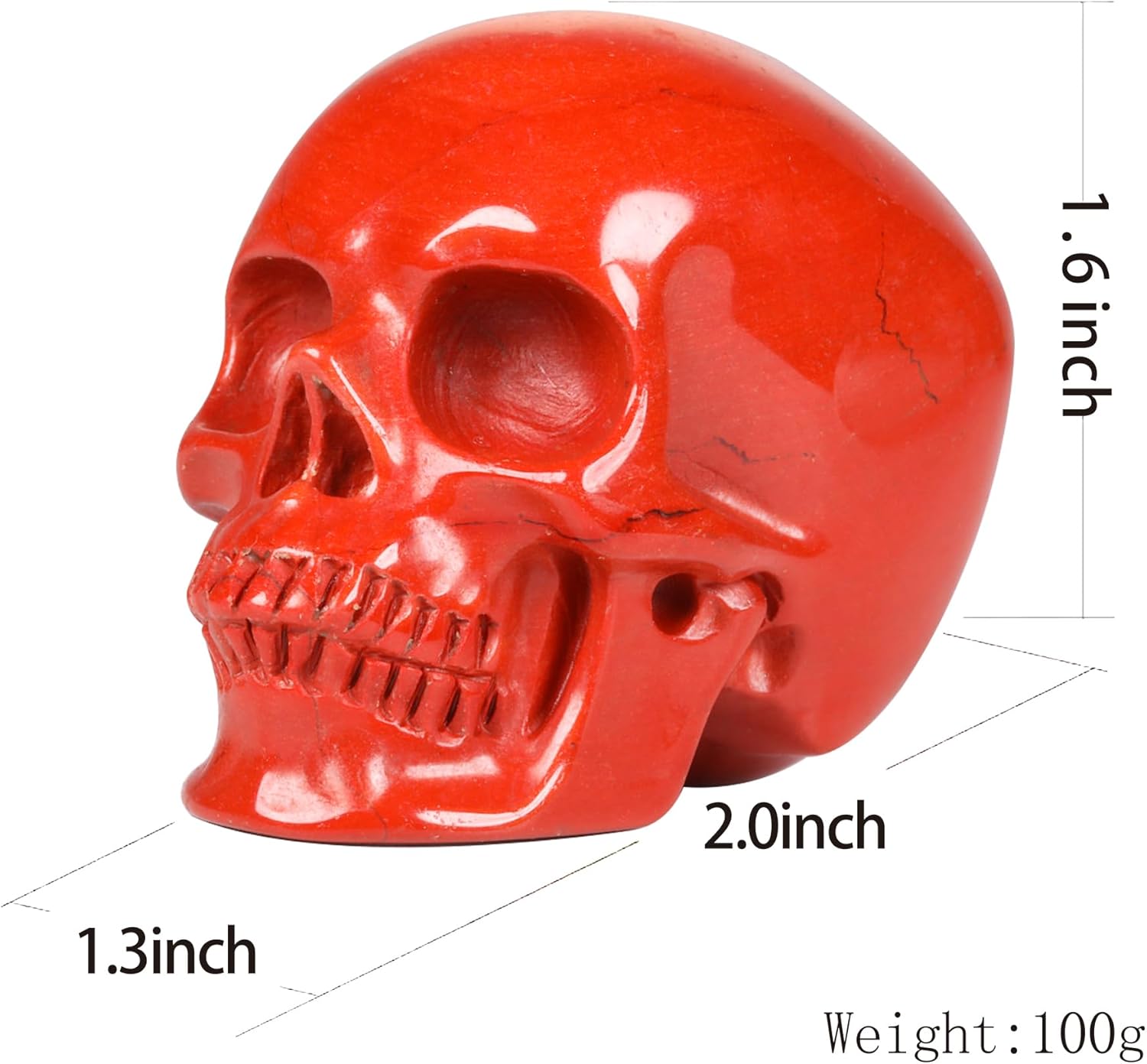 MRSKULL 20 Red Jasper Crystal Skull Statue