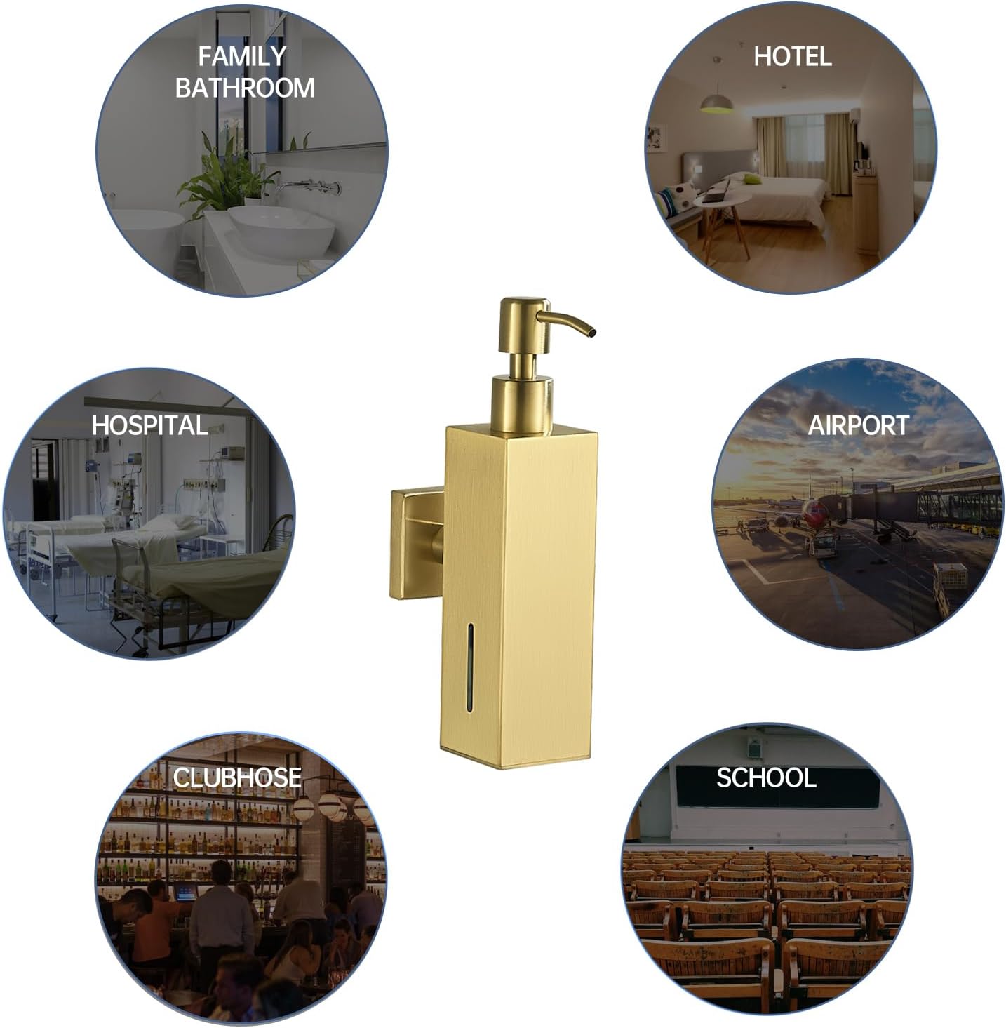 Wall Mount Soap Dispenser Brushed Gold 304 Stainless Steel