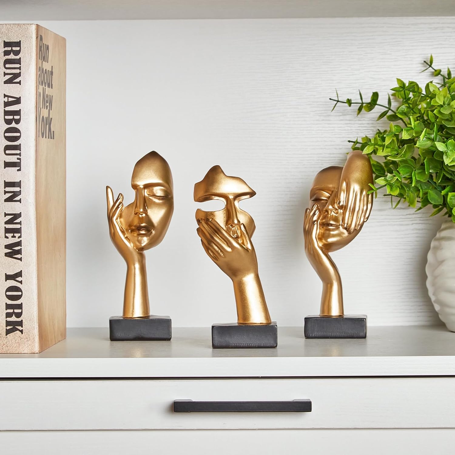 Gold Decor Thinker Statues Set of 3