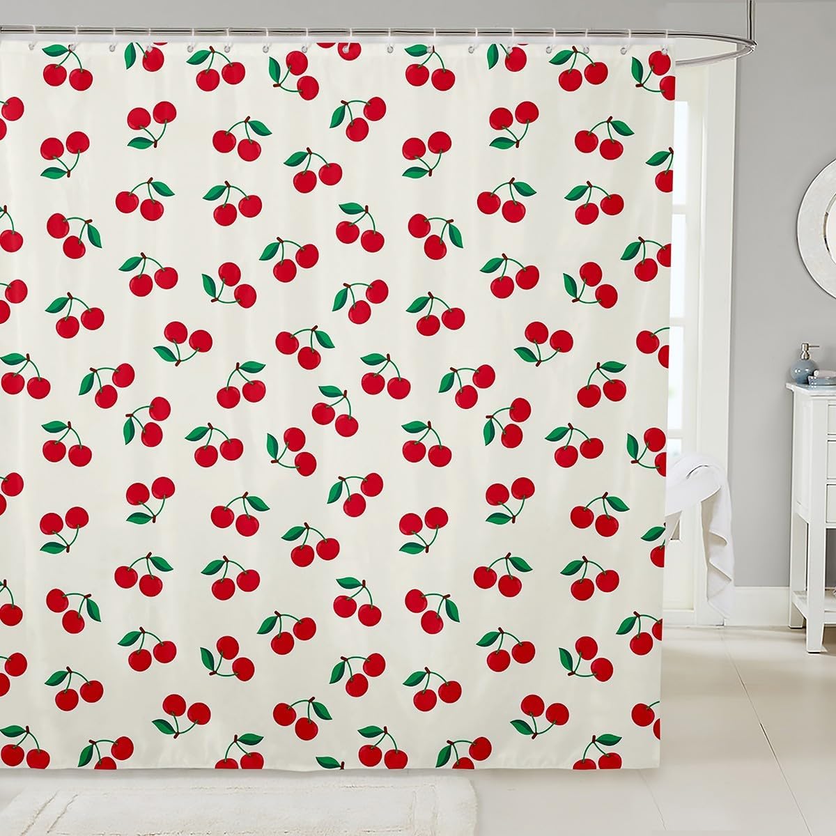 Feelyou Cherry Bath Curtain Set 72x78 Inches
