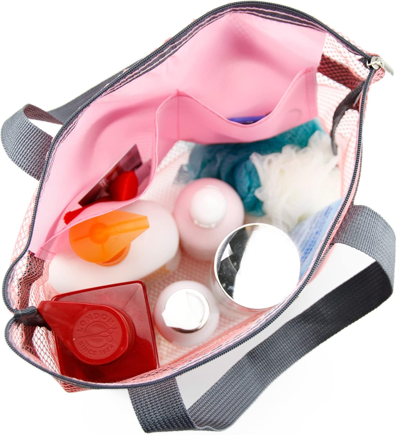 TOPASION Mesh Shower Caddy Bag - Portable Toiletry Organizer with Zipper for Travel and Gym