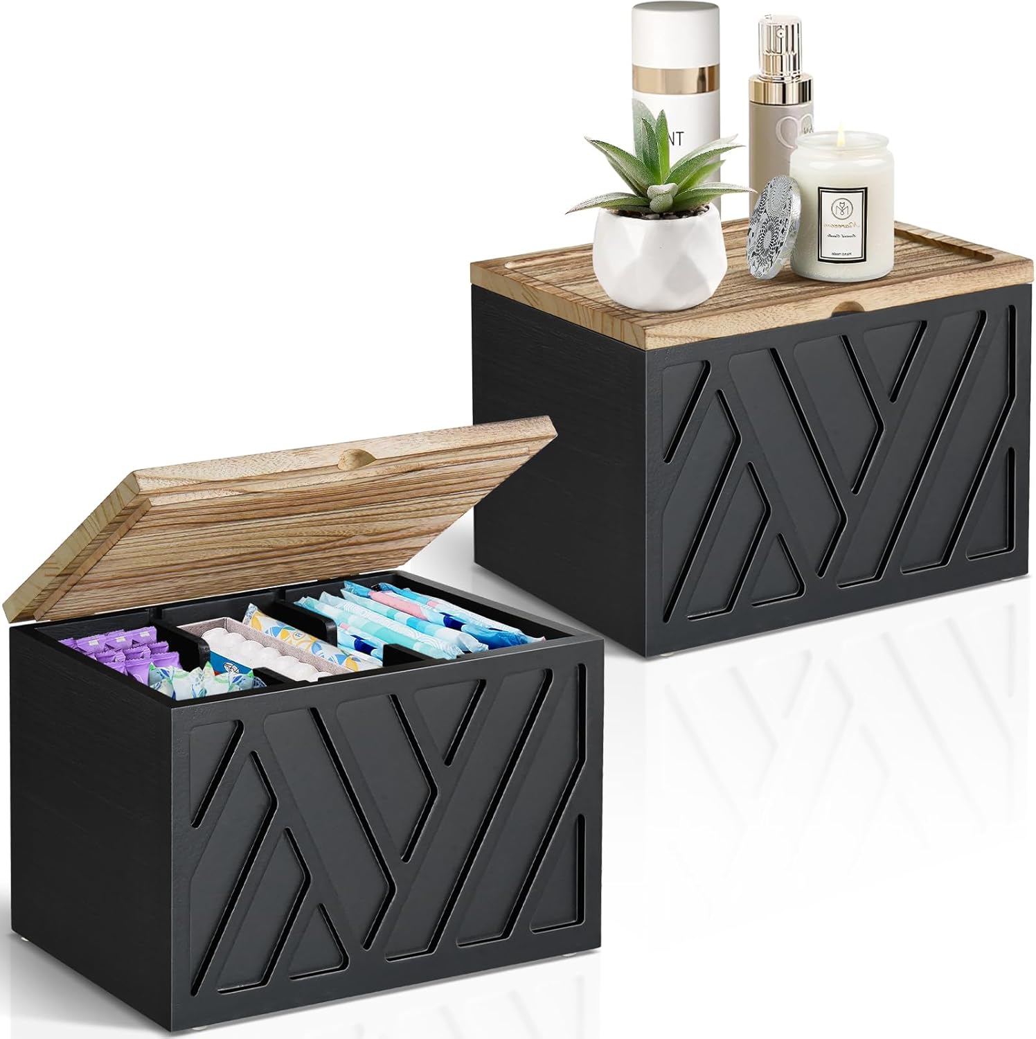 2 Pcs Tampon Holder with Lid for Bathroom