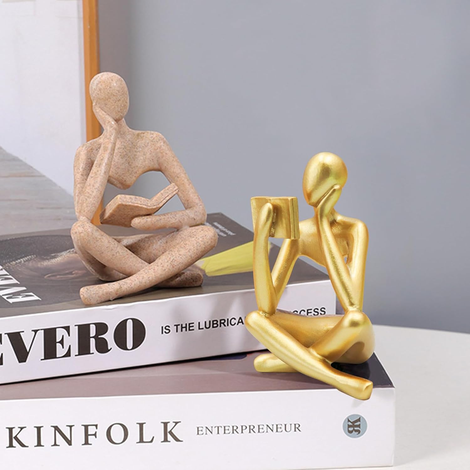 Jinkoozz Gold Reading Women Statue - Modern Aesthetic Figurine Decor