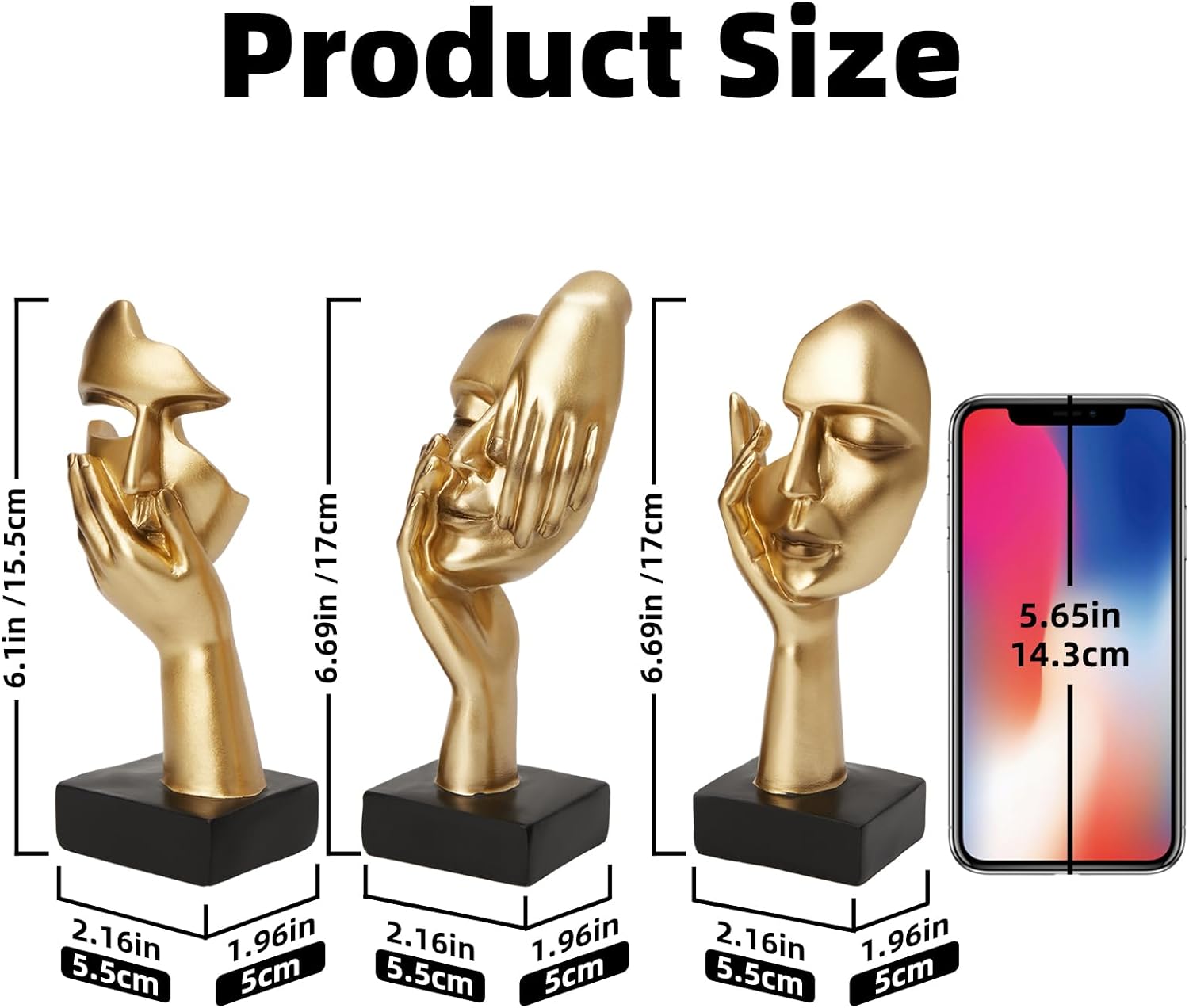 Gold Decor Thinker Statues Set of 3
