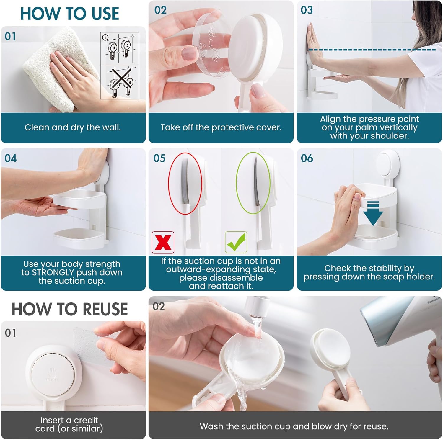 TAILI Double Layer Soap Holder Suction Cup Design for Bathroom and Kitchen