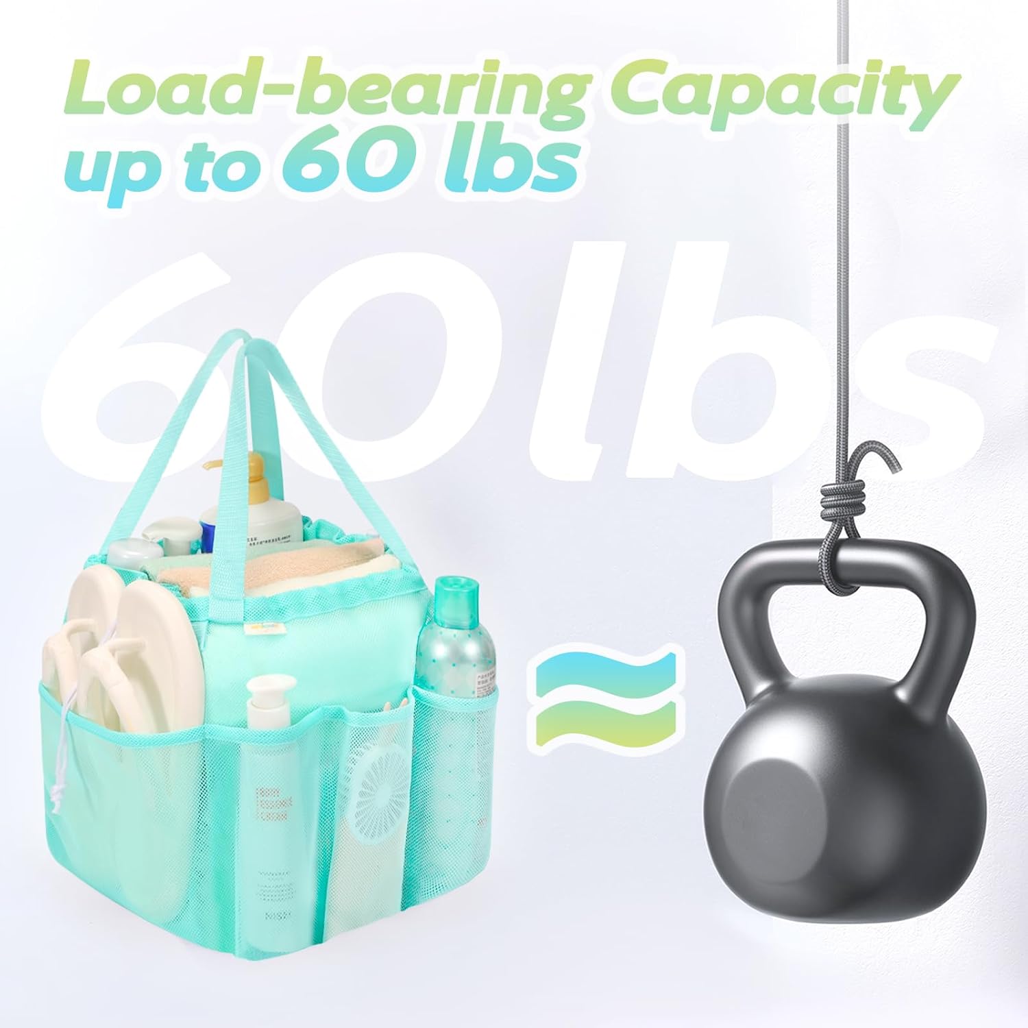 Famichan Mesh Shower Caddy with 8 Pockets Blue