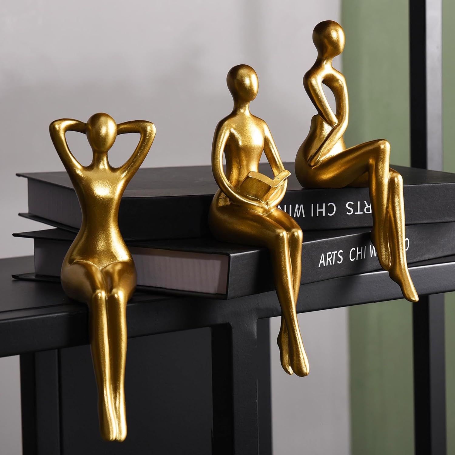 Quoowiit Gold Thinker Statue Set of 3