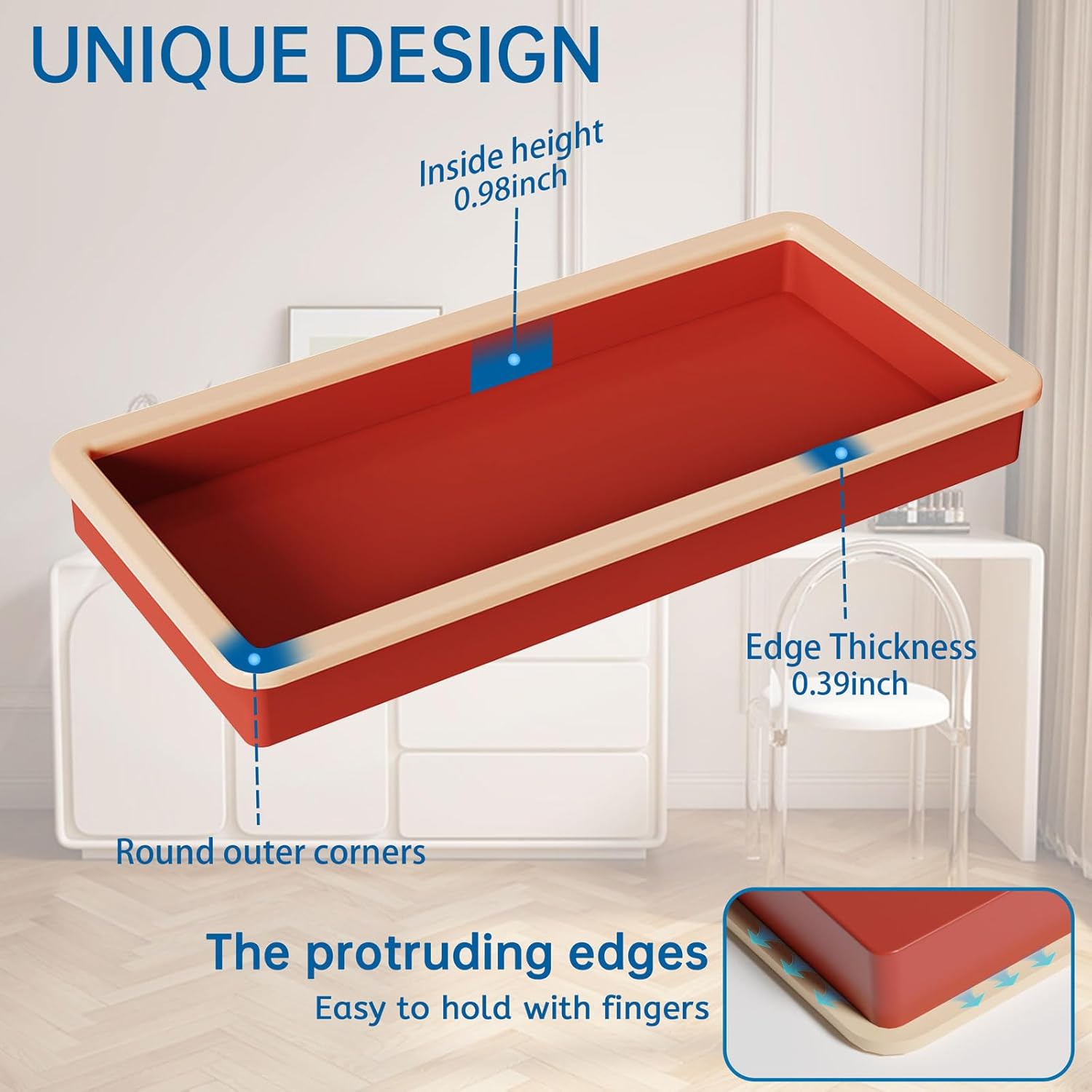 Globion Shatterproof Silicone Vanity Tray for Bathroom and Kitchen