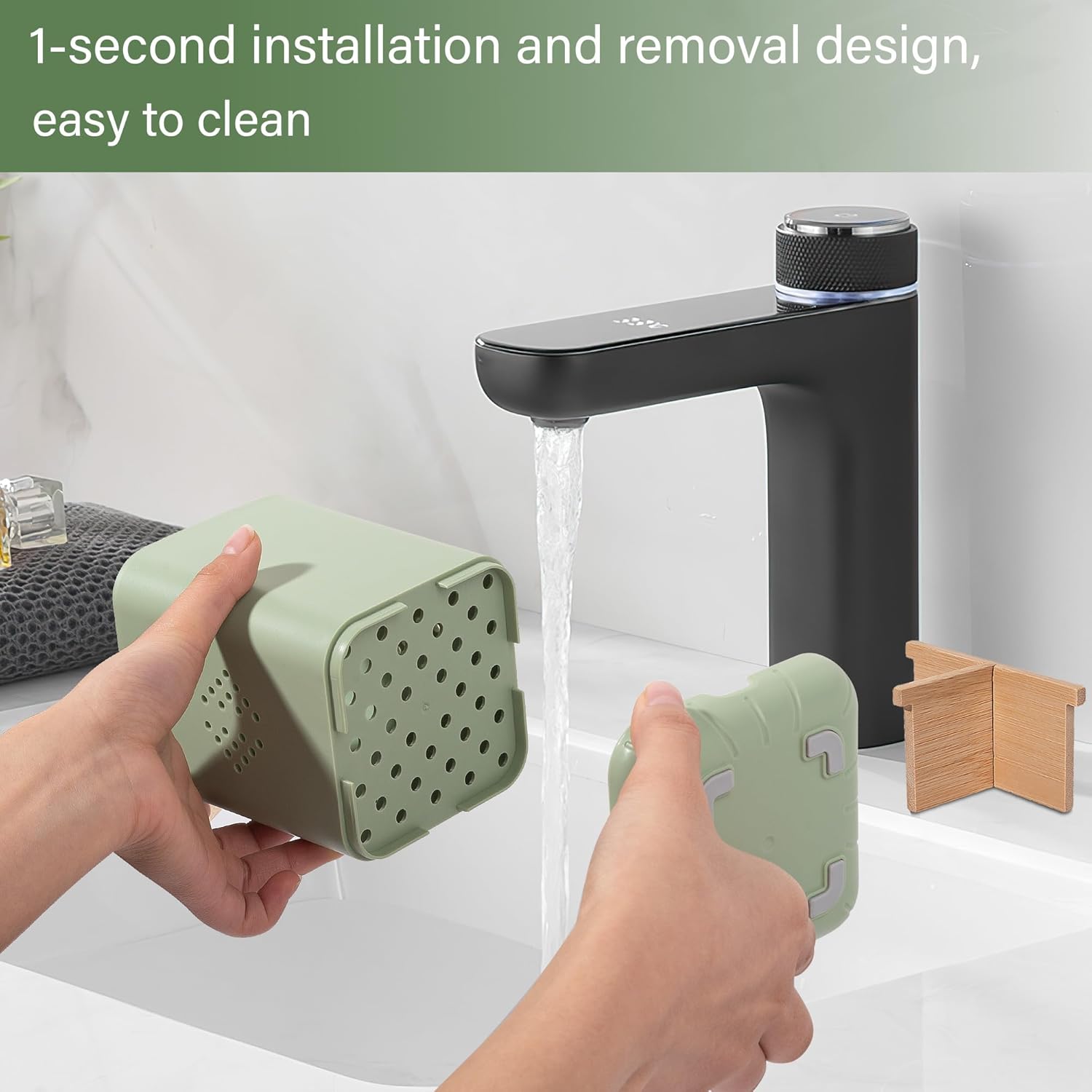 Durable Toothbrush Holder with 3 Slots Green