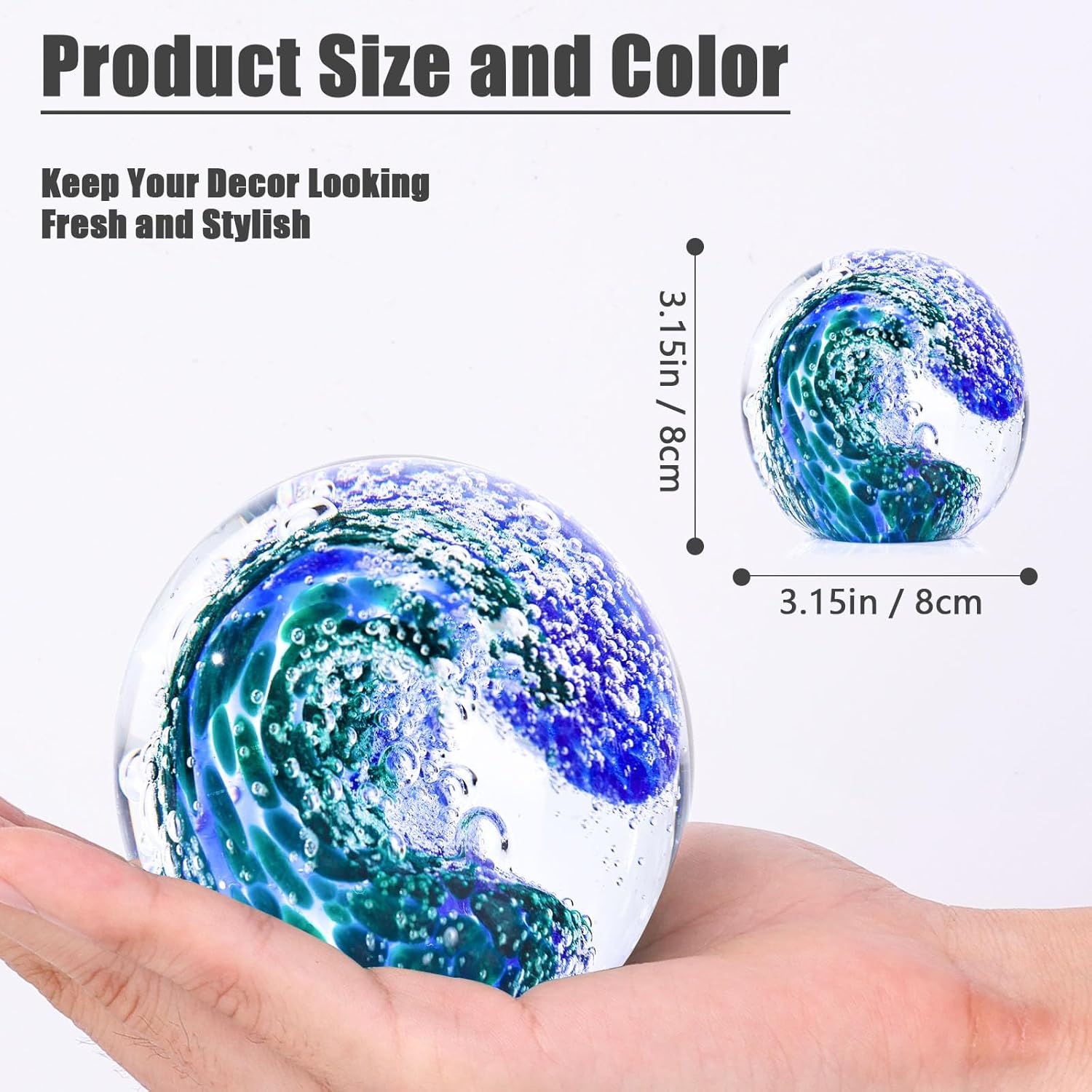 XMGZQ Hand Blown Glass Ocean Waves Figurine