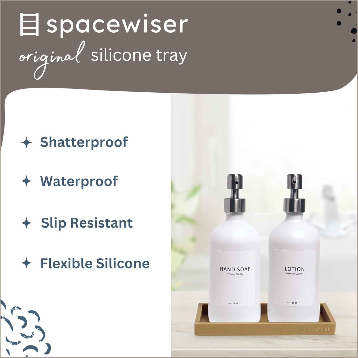 Spacewiser Countertop Vanity Tray - 77 Inch Silicone Holder