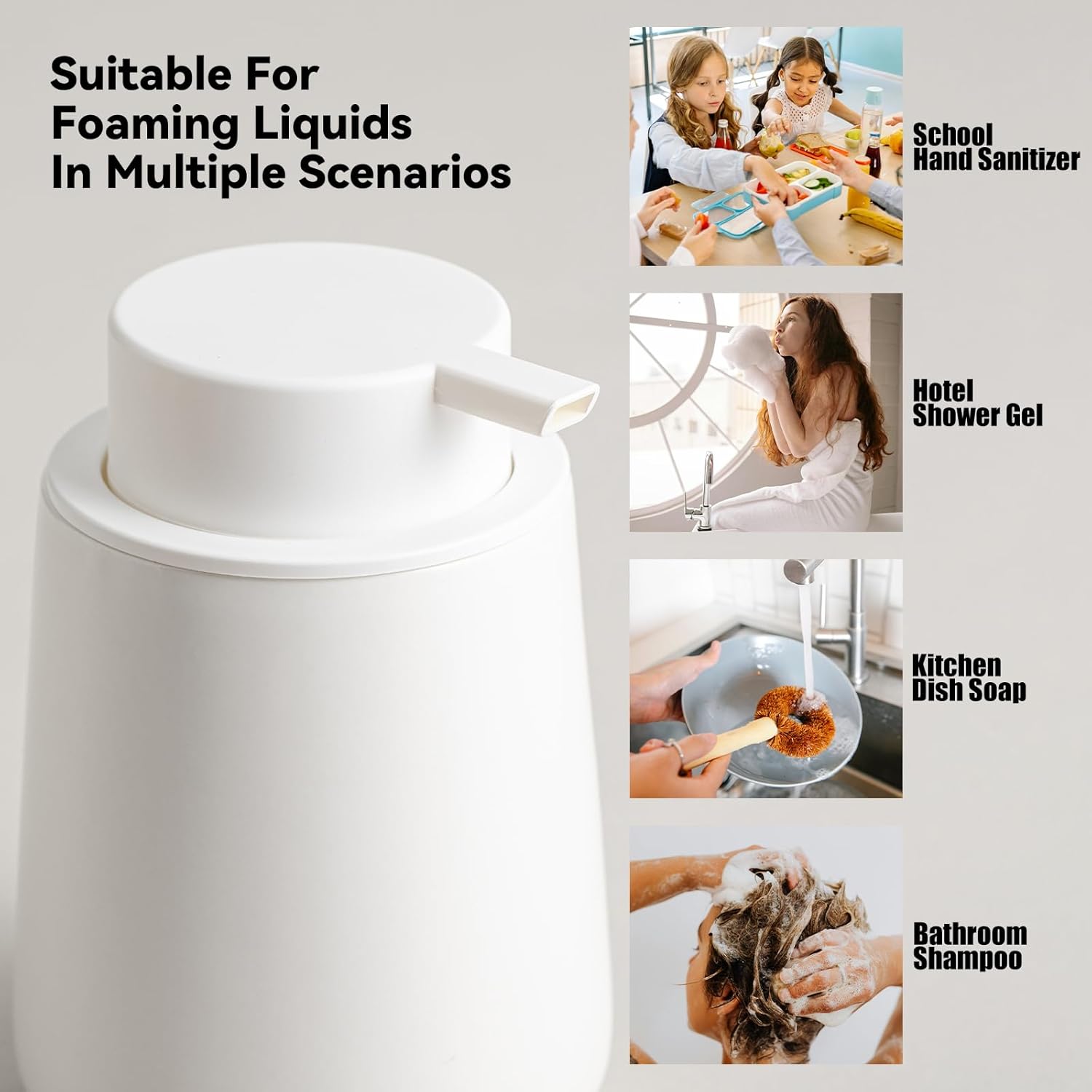 AZMOYAC Matte White Ceramic Foaming Soap Dispenser 12 Oz