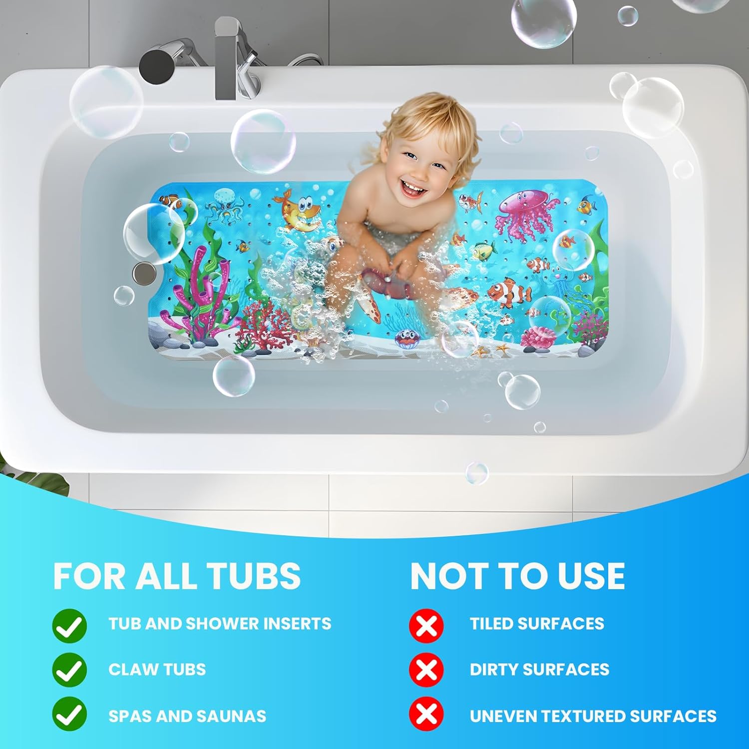 Linoows Baby Bath Mat with Sea Turtle Design