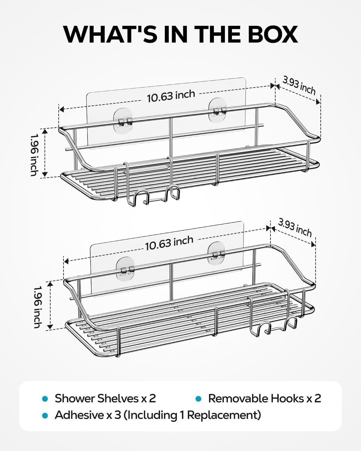 Nieifi Shower Caddy with Hooks - 2 Pack