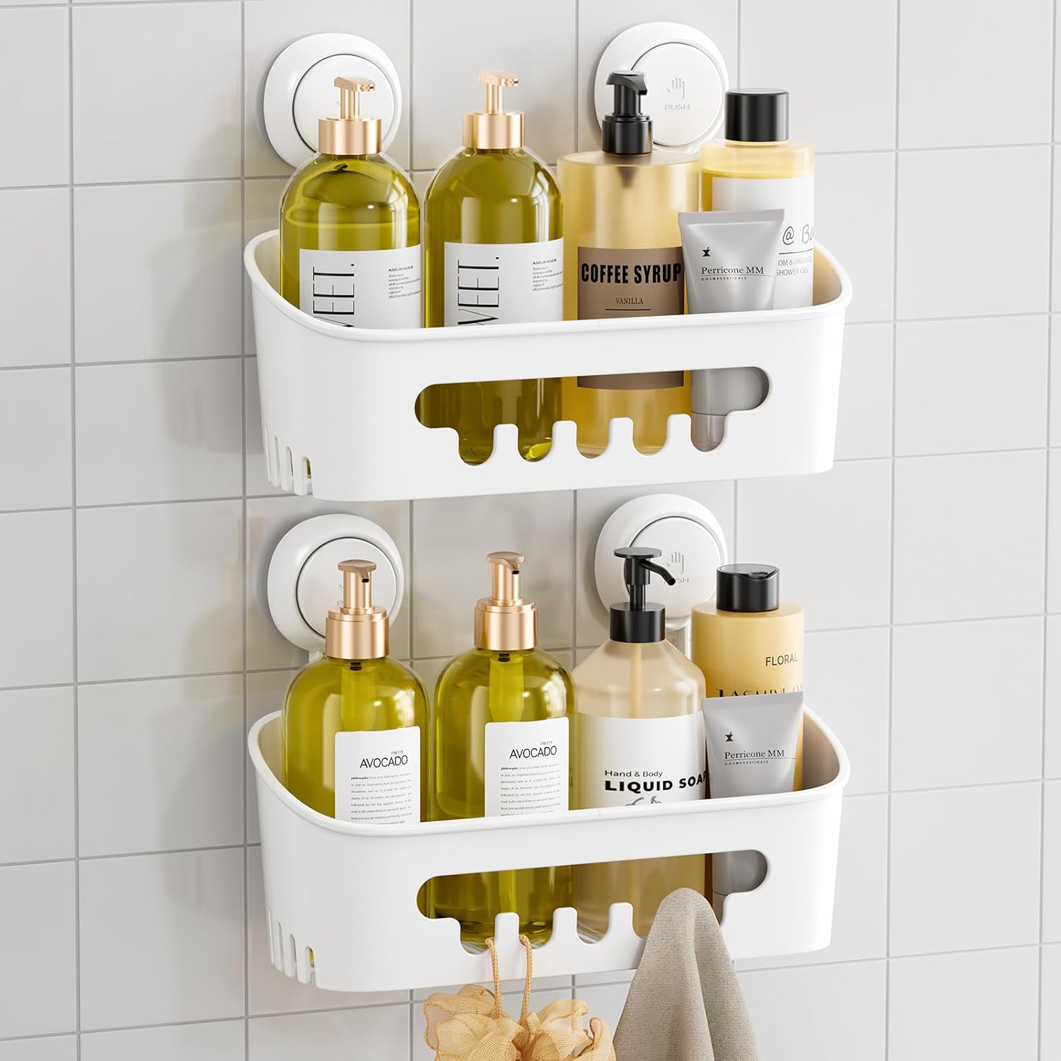 TAILI 2 Pack Heavy Duty Shower Caddy Suction Cup Organizer